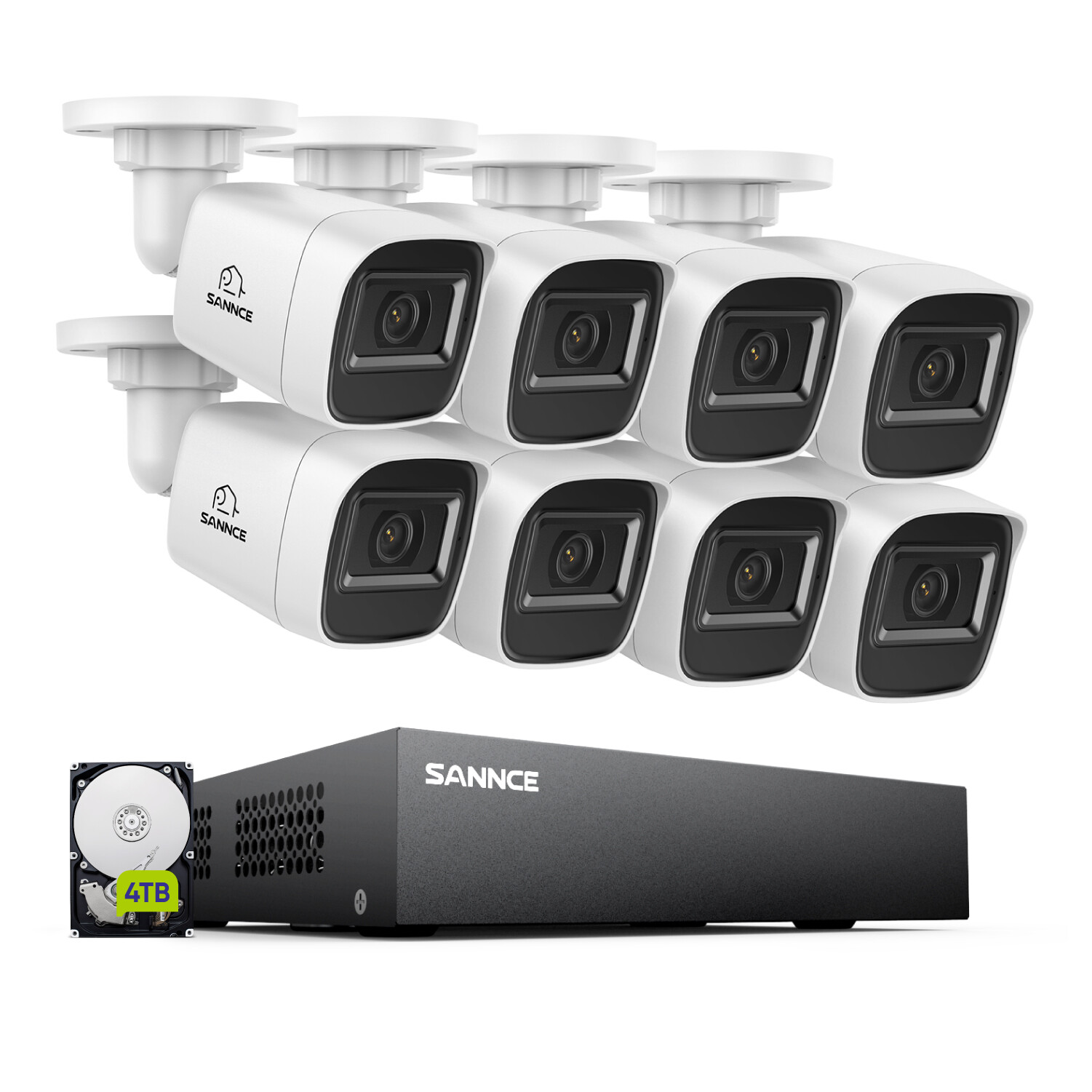 SANNCE 8CH DVR 1080P Video Security Camera System CCTV Outdoor AI Human Detect