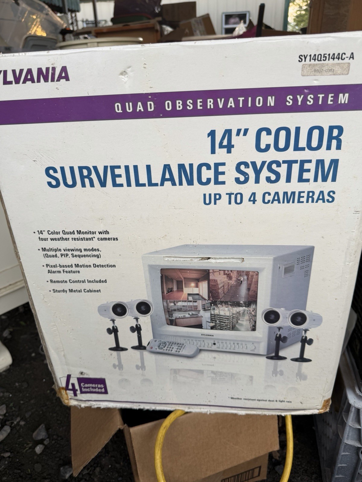 Sylvania 14” Color Surveillance System Up To 4 Cameras Quad Observation System