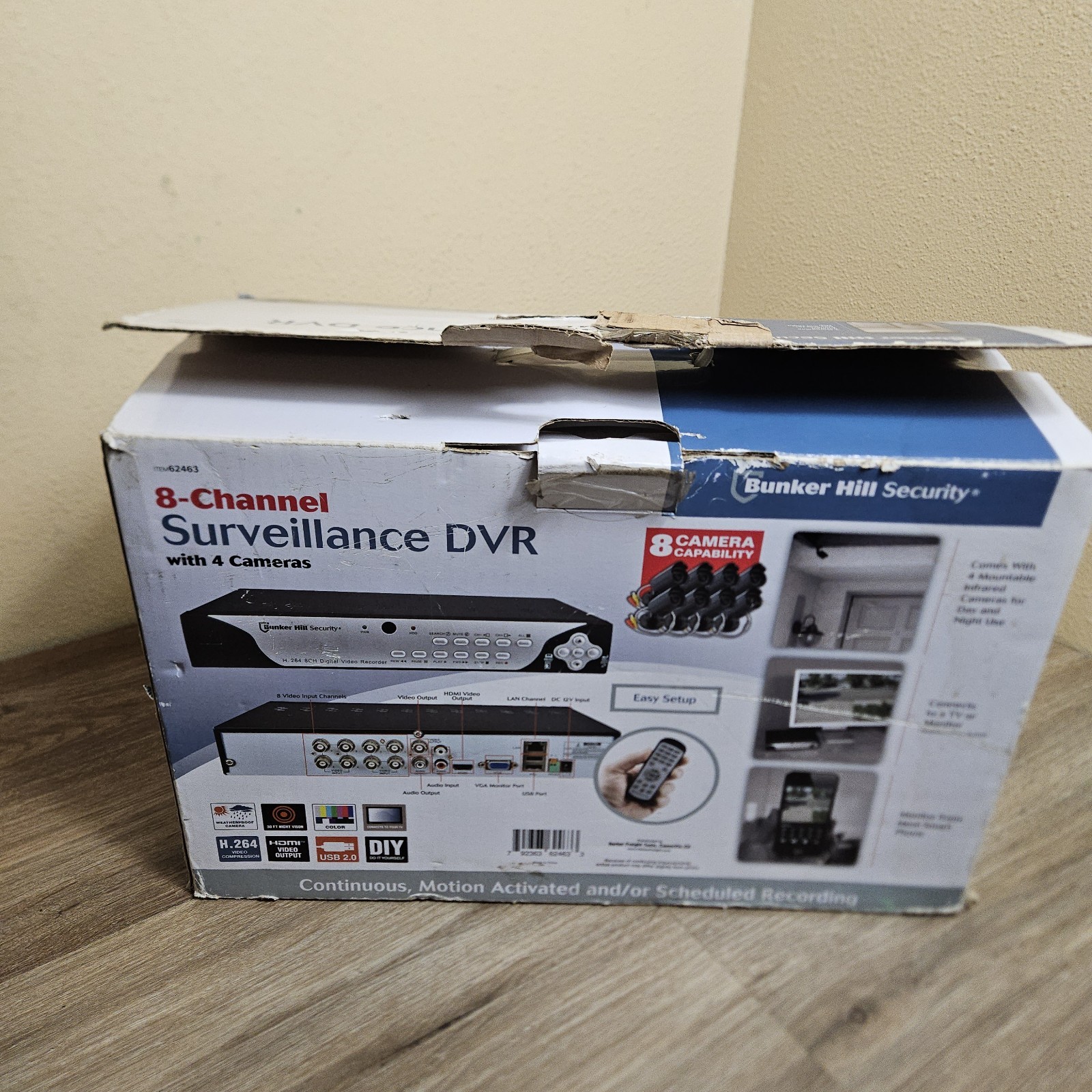 Bunker Hill 62463 Security System 500GB HD DVR 4 Cameras 8 Channel -New Open Box