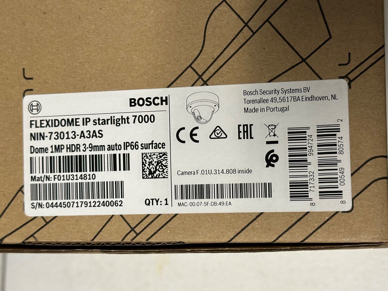 Bosch NIN-73013-A3AS Flexidome IP Starlight 7000 VR 1MP HDR 3-9mm auto IP66 Dome