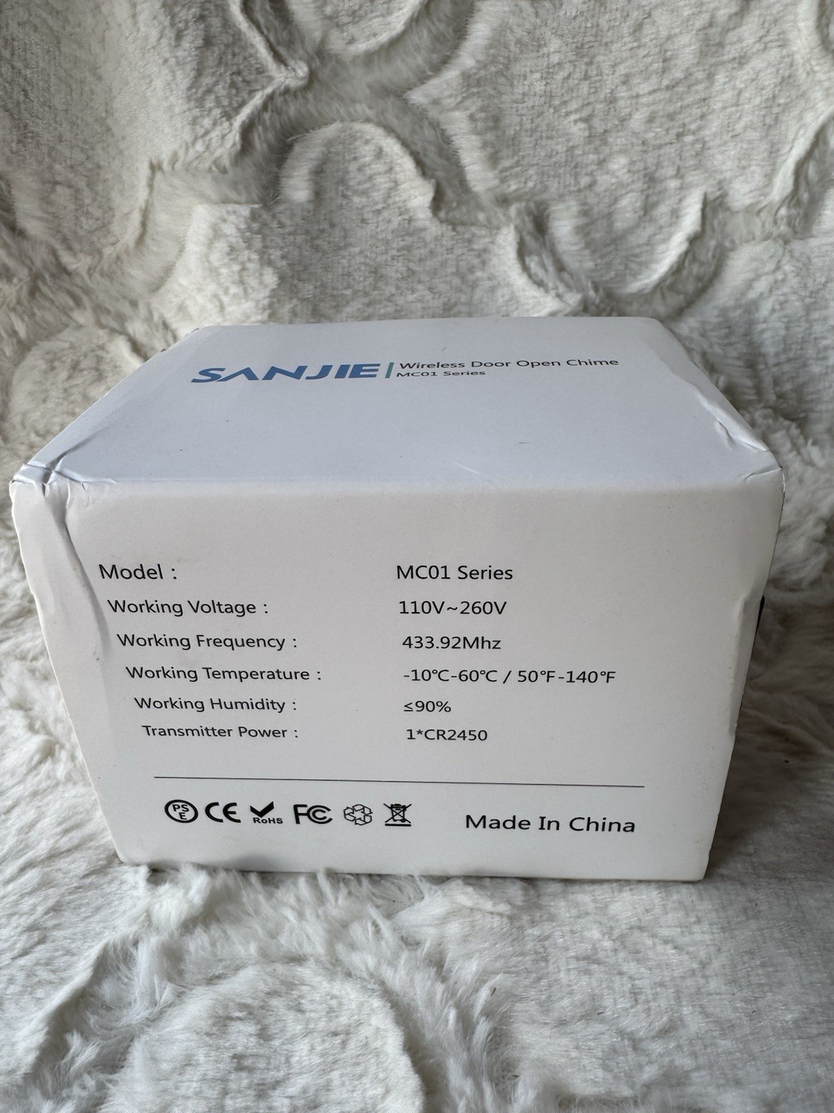 Door Chime,SanJie Wireless Sensor 2 Sensors + 1 Receiver White, White NIB