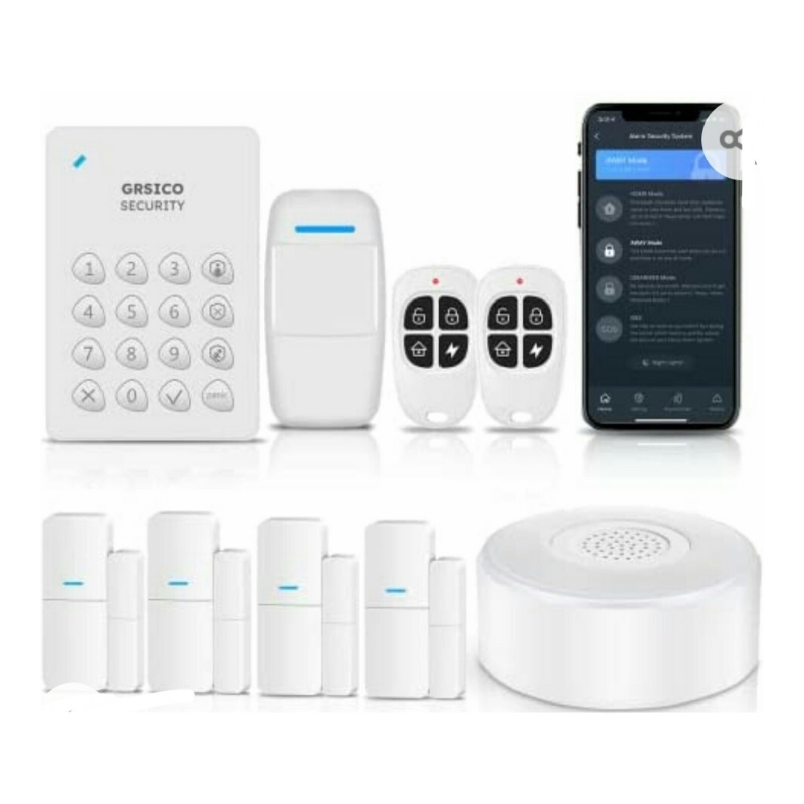 GRSICO Home Alarm System Wireless 9 Piece Kit NIB