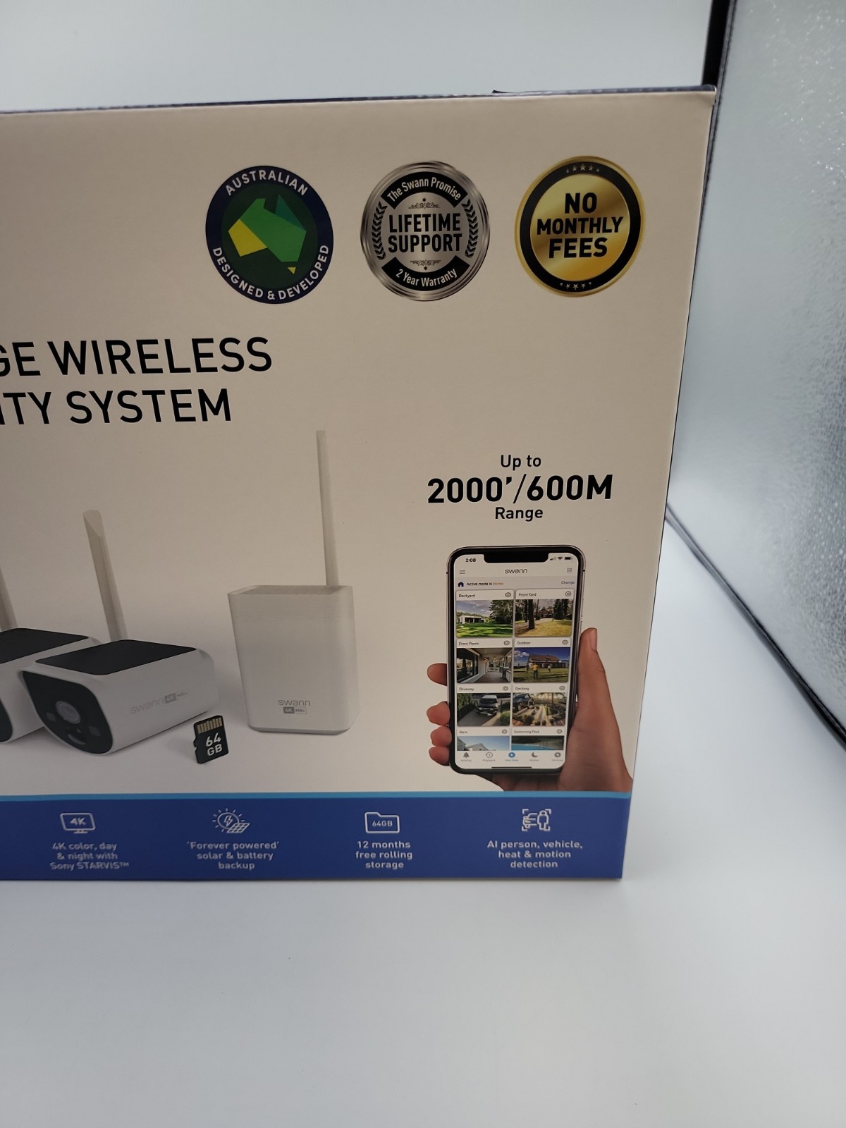 Swann MaxRanger Version 2 4K Solar Wireless Security System Base Station + 2 Cam