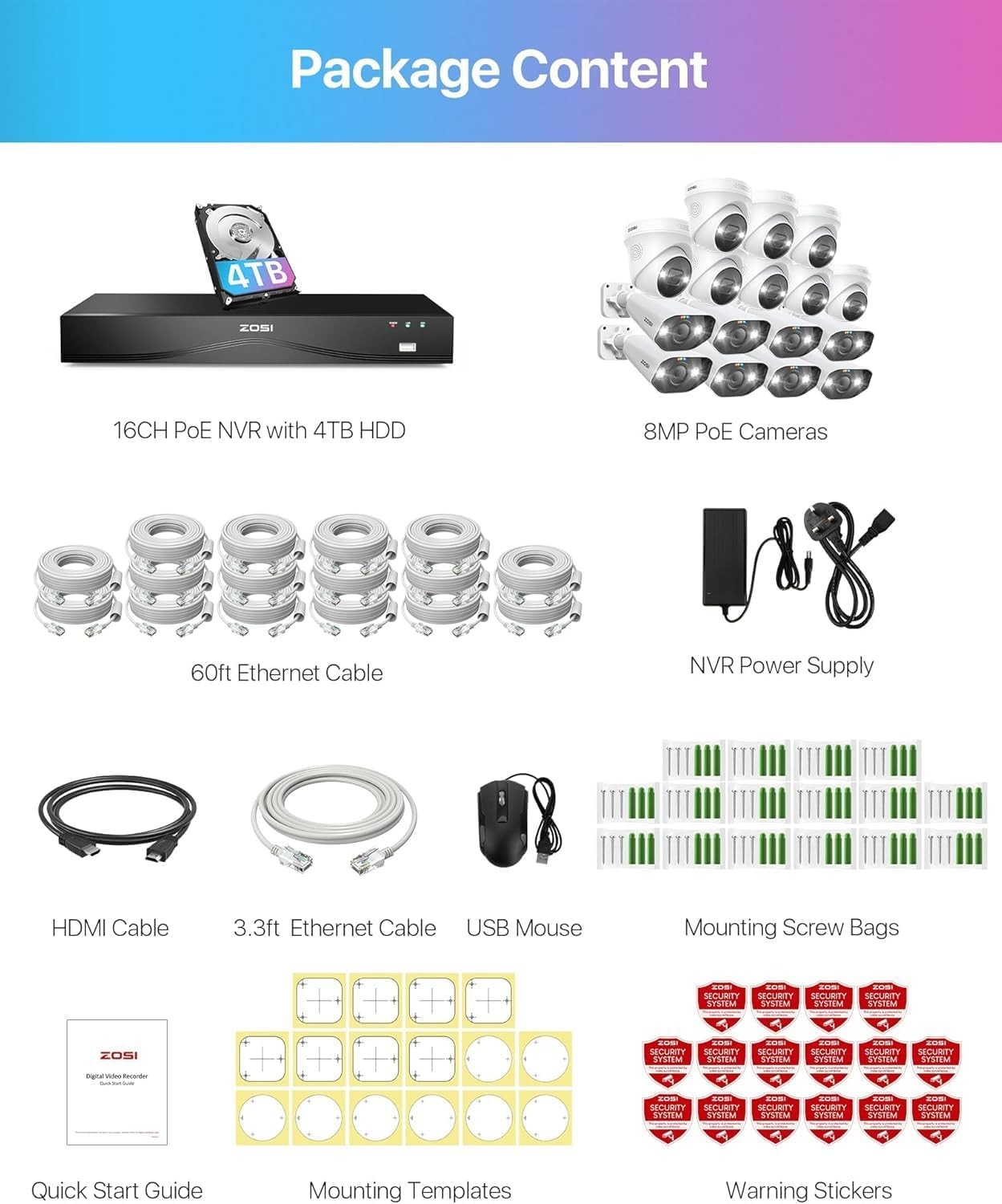 ZOSI 5MP Wireless Security IP Camera Pan Tilt AI Face & Voice Activity Detect PT