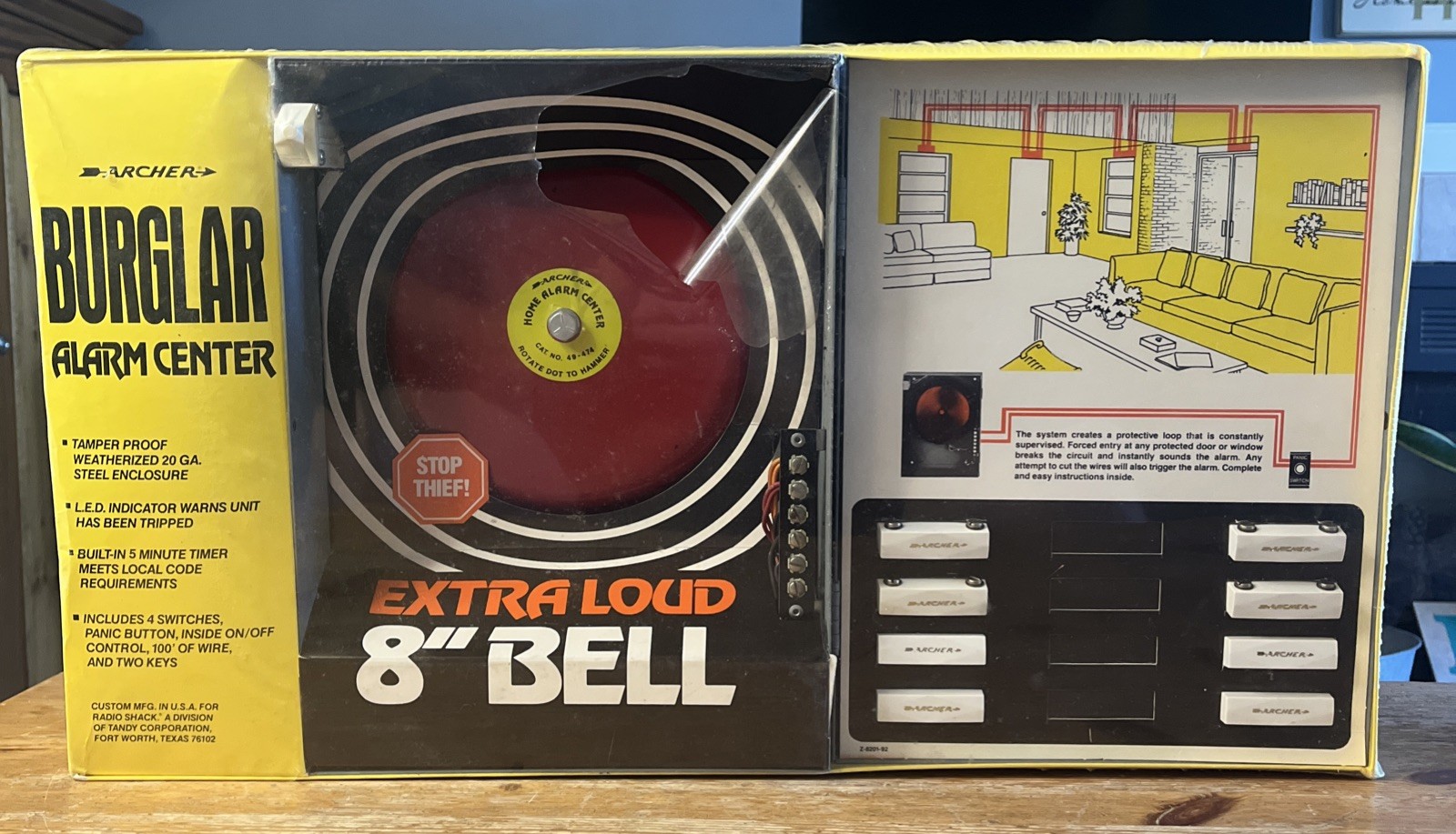 Vintage Archer Burglar Alarm Center New In Box NOS 8″ Bell 49-474A System Set