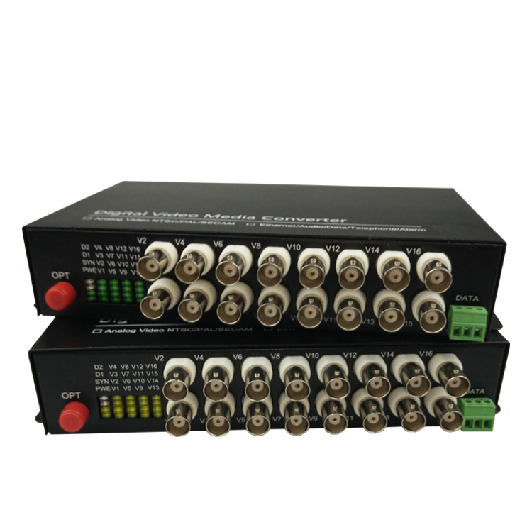 New 16CH Video Data Fiber Optical Converter Composite Transmitter Receiver CCTV