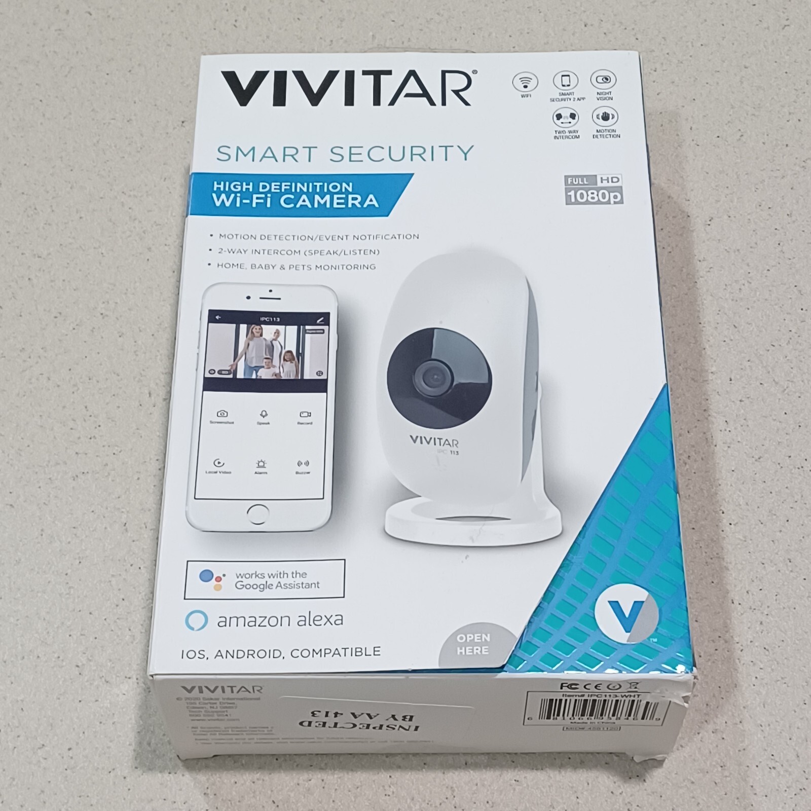 Vivitar Home Security Wi-Fi Cam White IPC PC113-WHT full HD 1080p resolution New