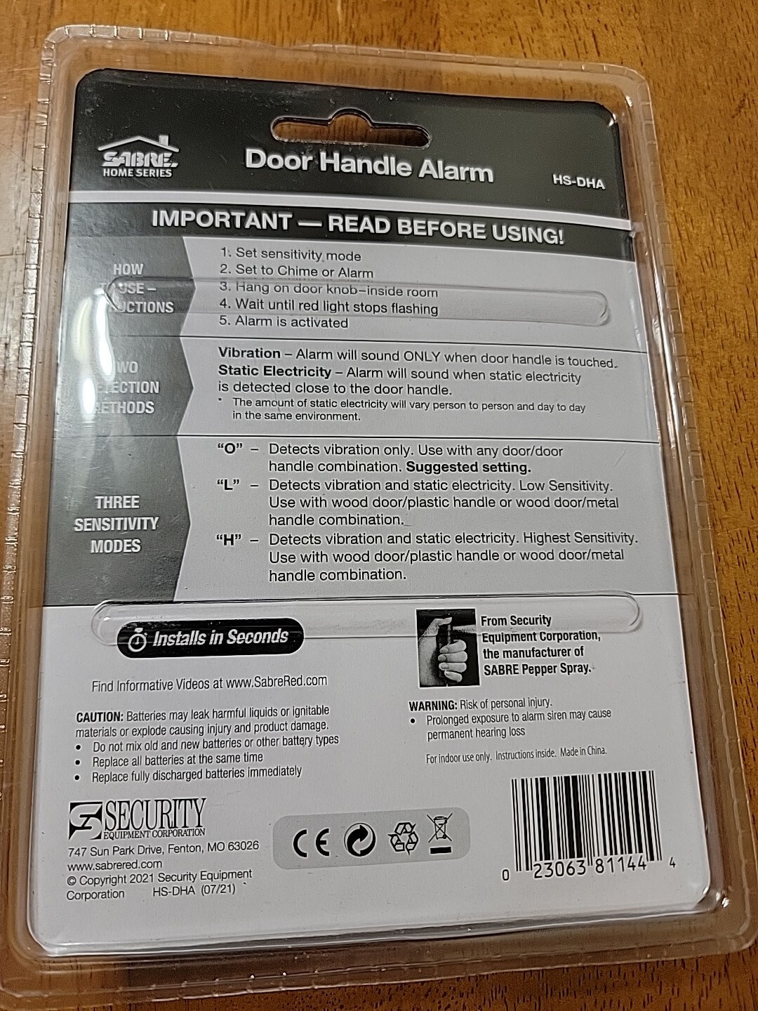 Sabre Door Handle Security Alarm With 2 Detection / 3 Operating Modes – HS-DHA
