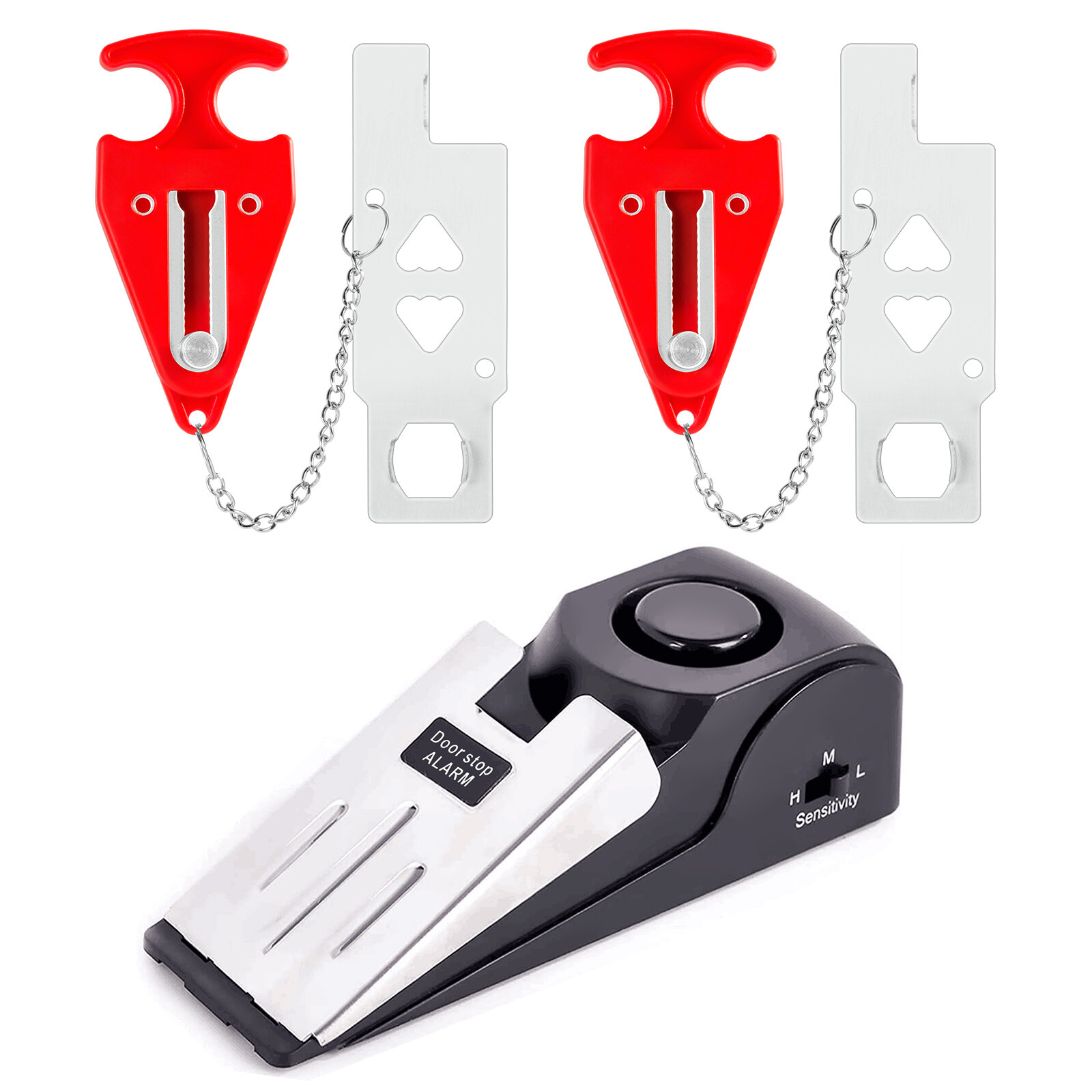 Door Stop Alarm & Portable Security Door Lock Set for Travel Hotel Room Home