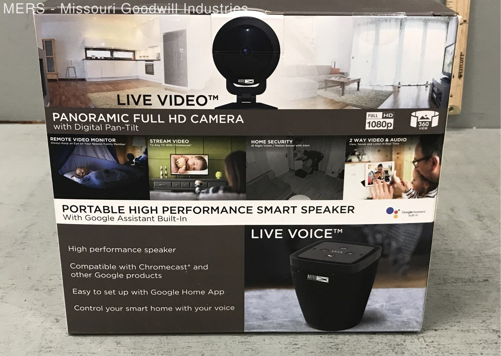 Altec Lansing ASH-100-9-WAL Smart Security System 1080p Camera Google Assistant