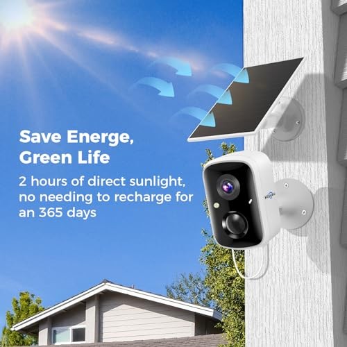 Solar Security Cameras Wireless Outdoor 2 Pack, Battery Powered 3K 2C90-White