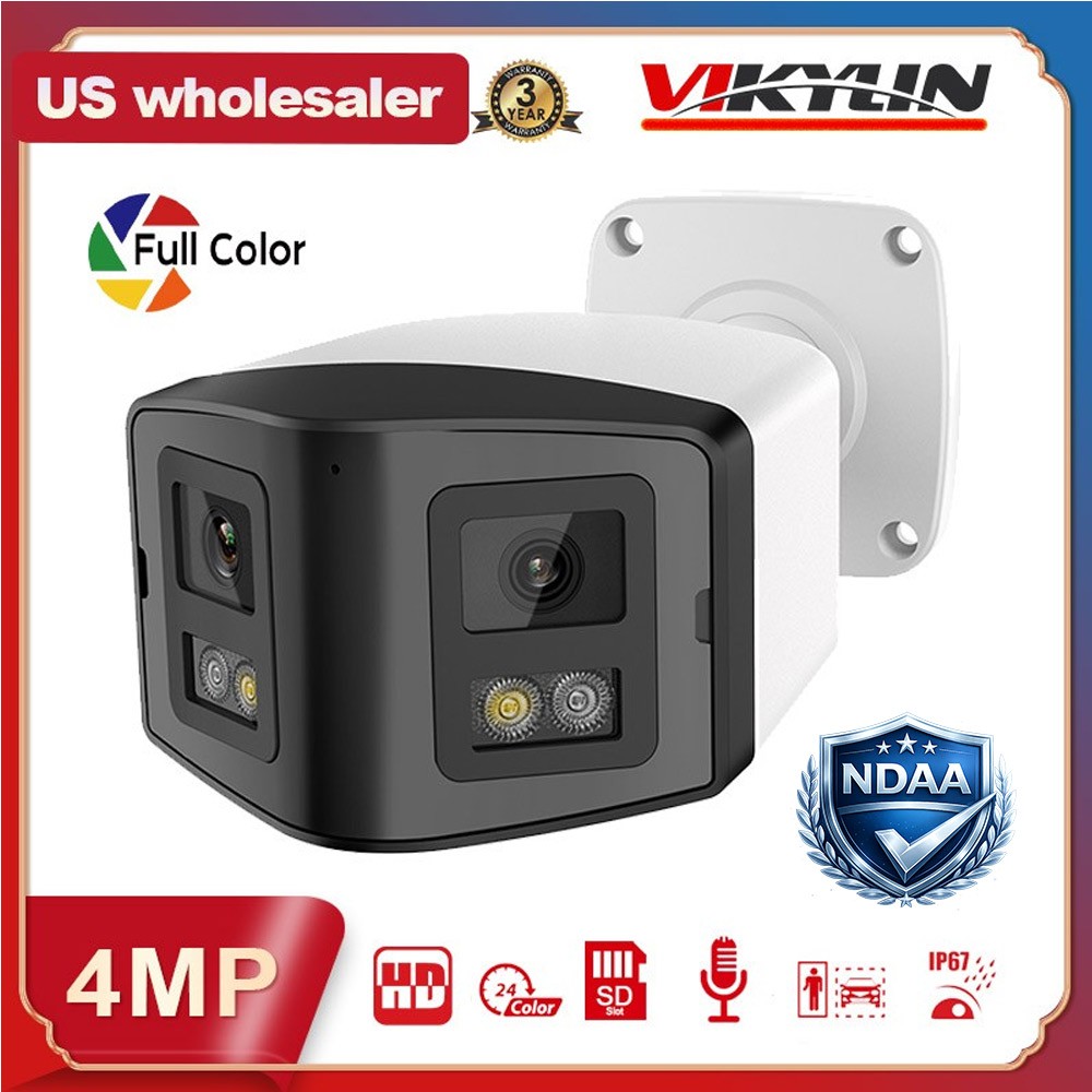 Vikylin 8CH 8 POE CCTV System Dual Lens 4MP IR Full Color Camera 2Way Audio Lot