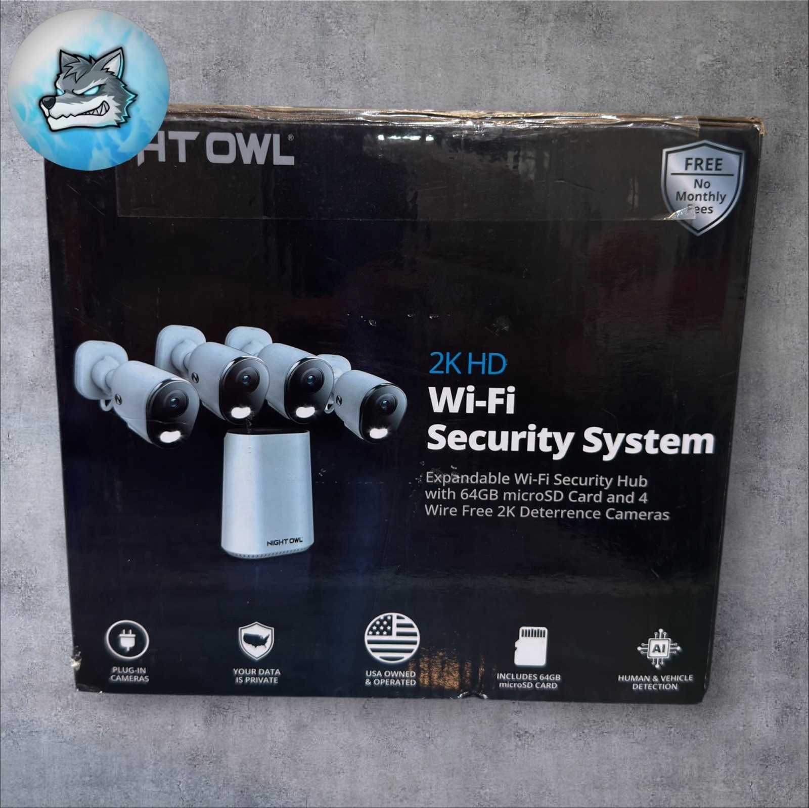 Night Owl 2K Wi‑Fi Recorder Security System 8‑Channel w/ 4 Cameras 64GB AI