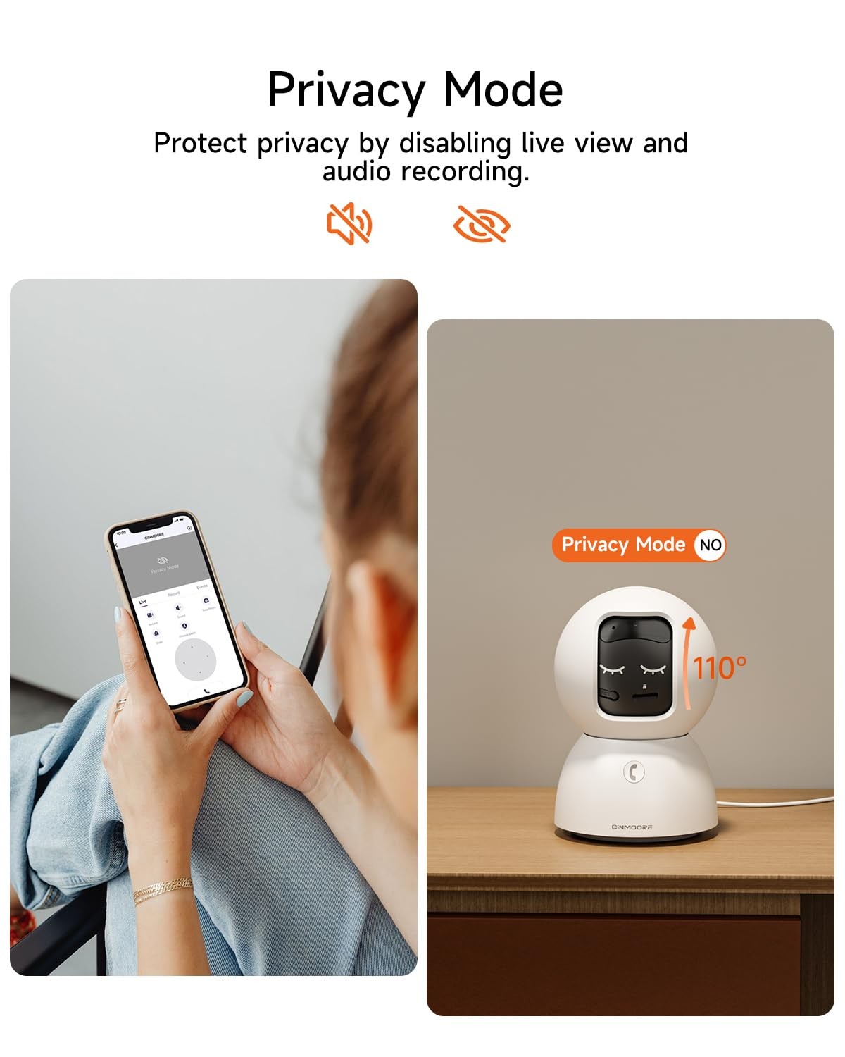 CINMOORE 5G Pet Camera Indoor with Phone App, 3K Cat Dog Cameras White