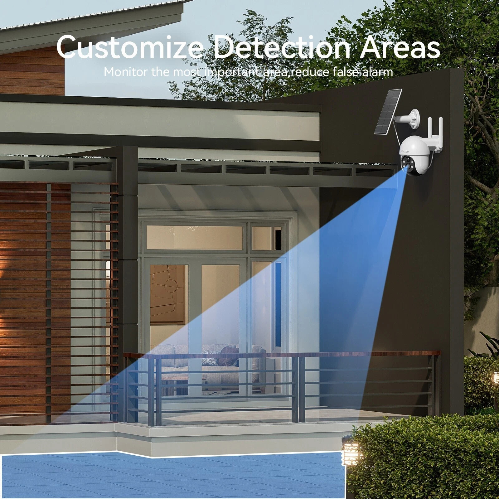 TMEZON 4MP Solar Battery PTZ Wireless Wifi Security Camera System 12” Monitor