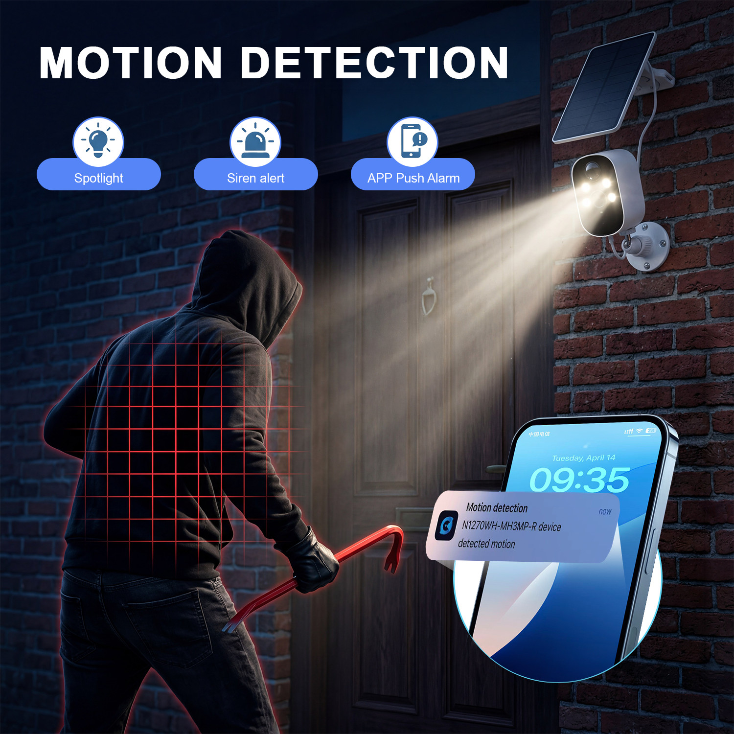 XVIM Solar Wireless Security Camera Outdoor Wifi Home Surveillance Camera