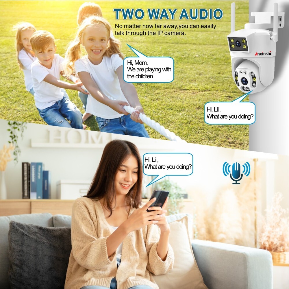 HD 4MP Two-Way Audion AI Human Detection Dual Lens 4G PTZ Camera V380 Pro APP