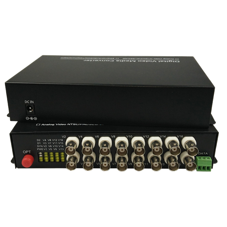 New 16CH Video Data Fiber Optical Converter Composite Transmitter Receiver CCTV