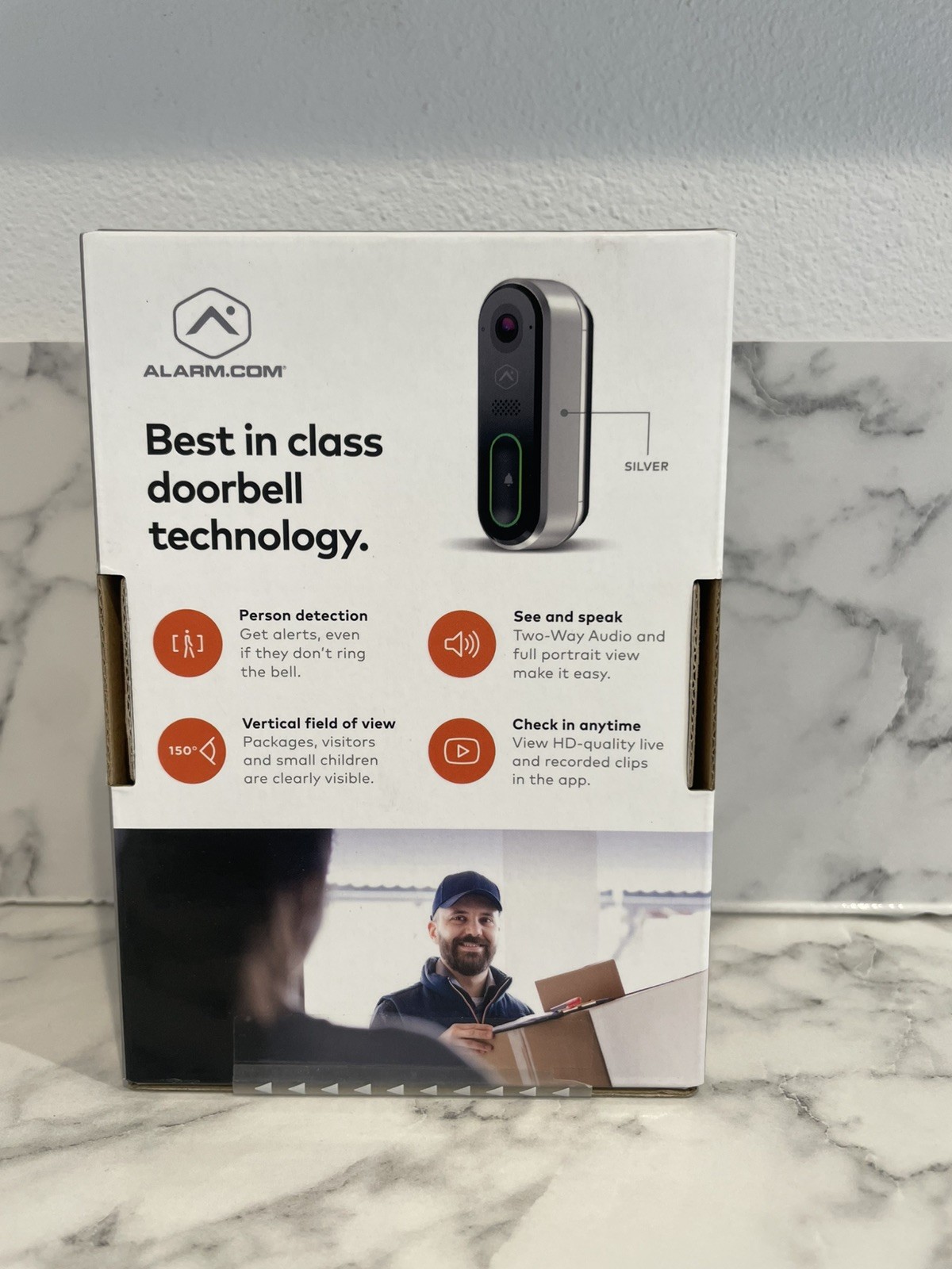 Alarm.com ADC-VDB770-S Touchless Video Doorbell – 1440×1920 HDR, Wi-Fi 2.4/5GHz