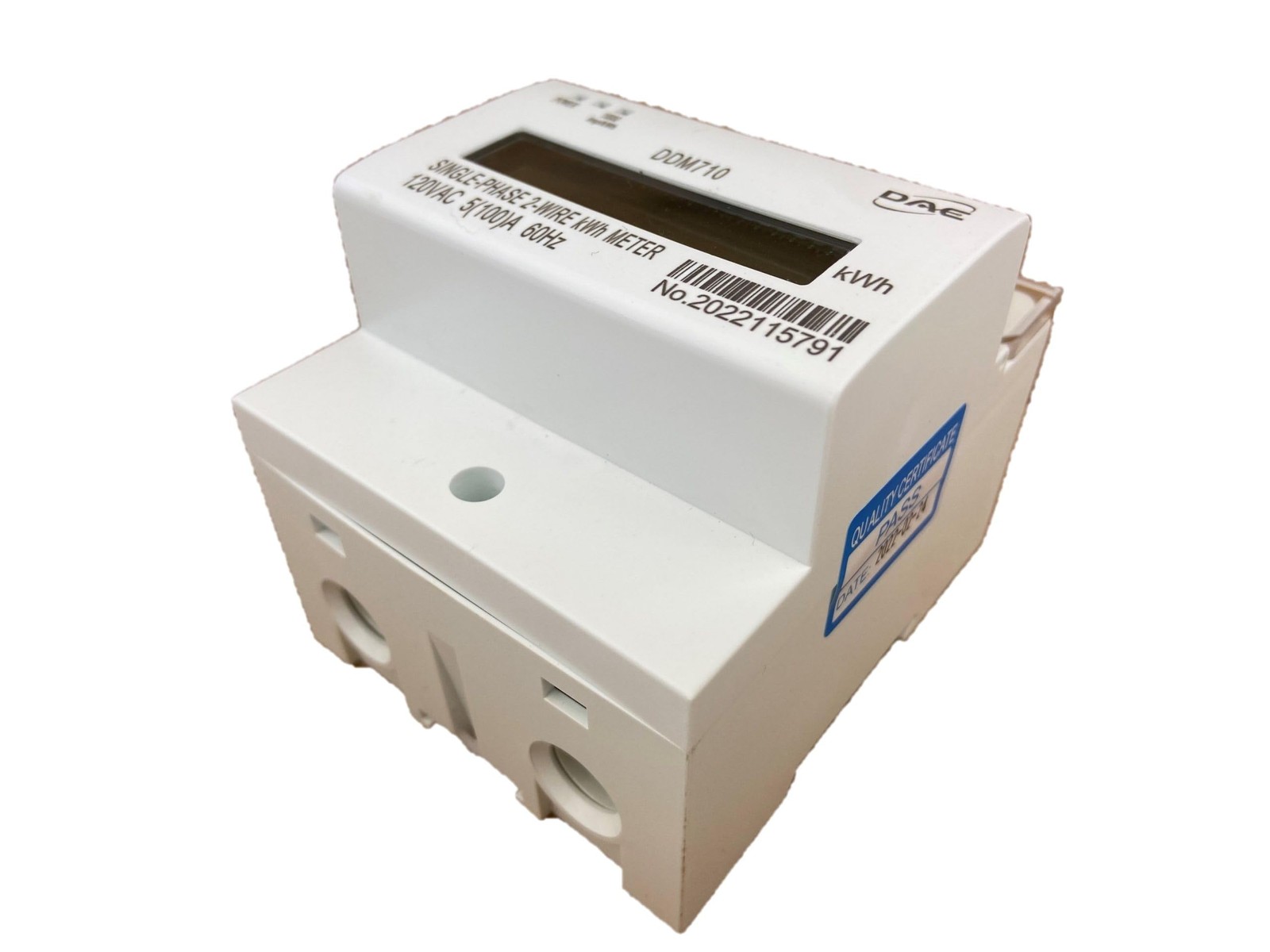 DAE DDM710 120V kWh Meter 100A 1P2W(1 hot 120V, 1 hot, 1 neutral, W/o RS485