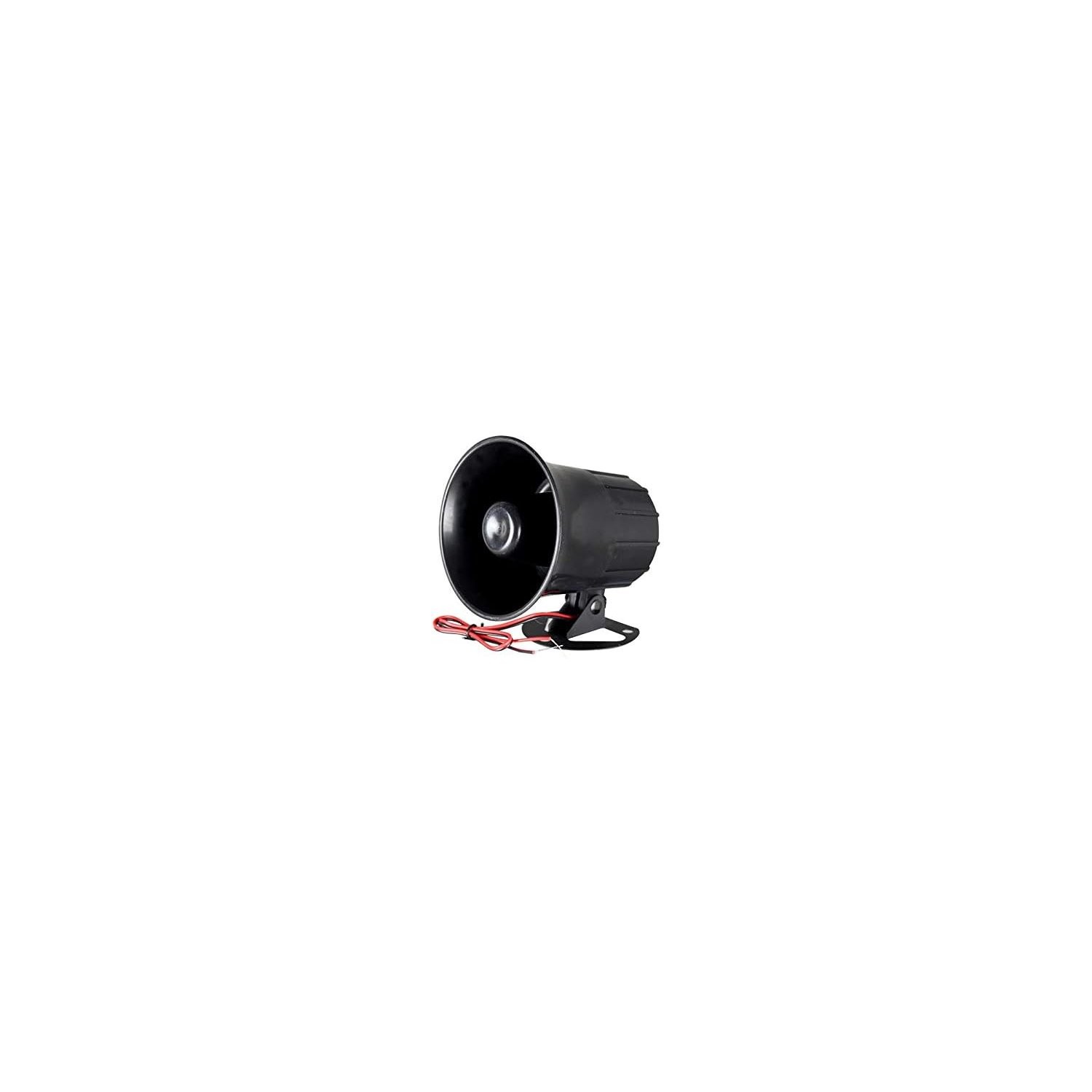 15W DC 12V Alarm Siren Horn for Home Security System Wall Mount Black