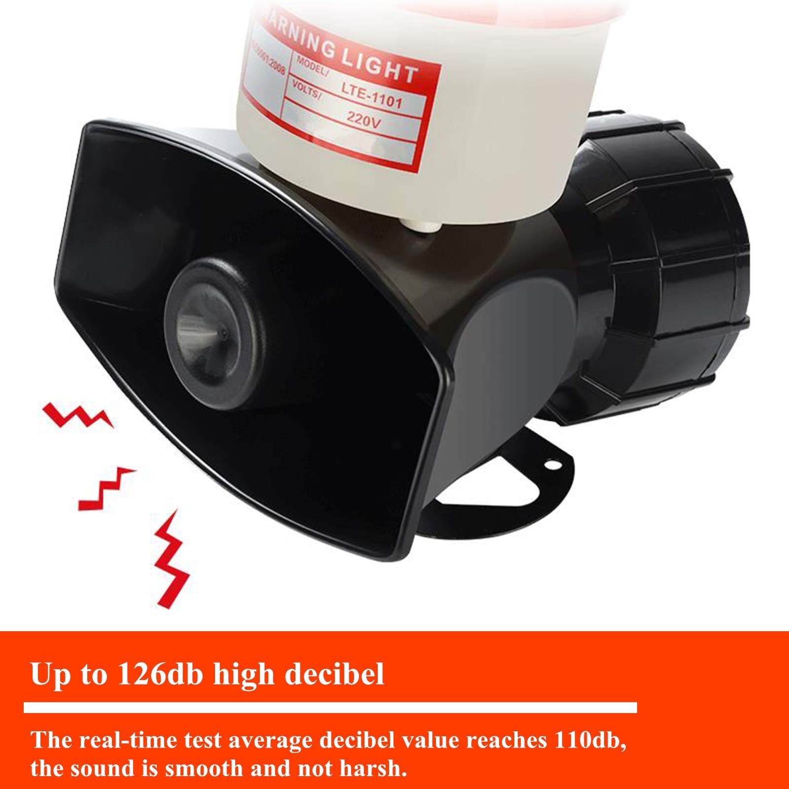 Industrial Sound Light Alarm Siren Horn with Strobe Outdoor Indoor AC110V