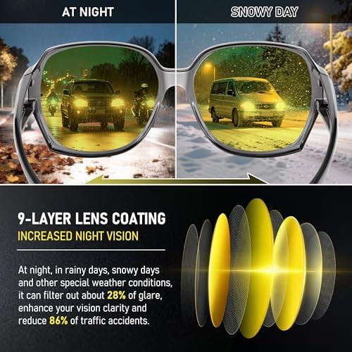 Night Vision Driving Glasses for 13 Transparent Grey Frame/Night Vision Lens