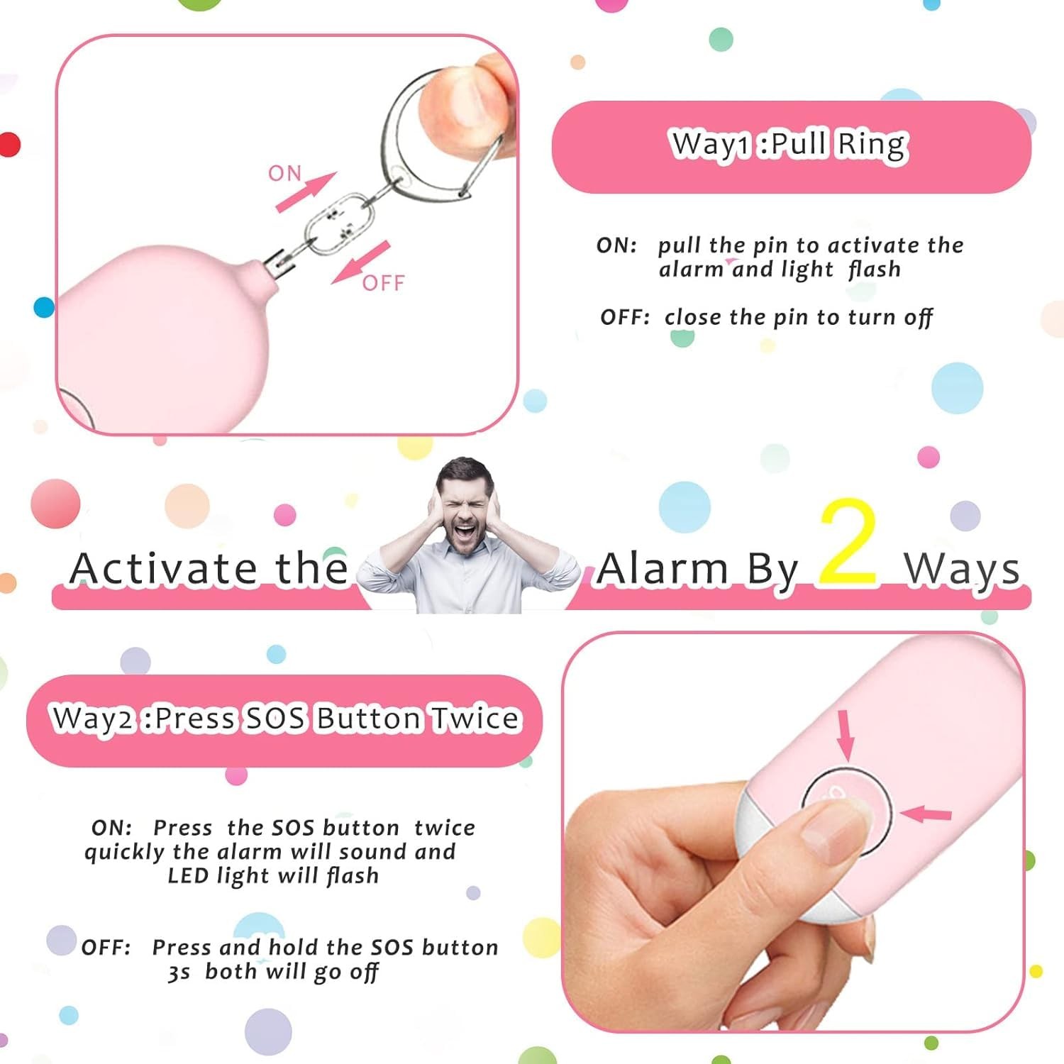 Personal Safety Alarm for Women, 5 Pack Rechargeable 130dB Self Defense Alarm…