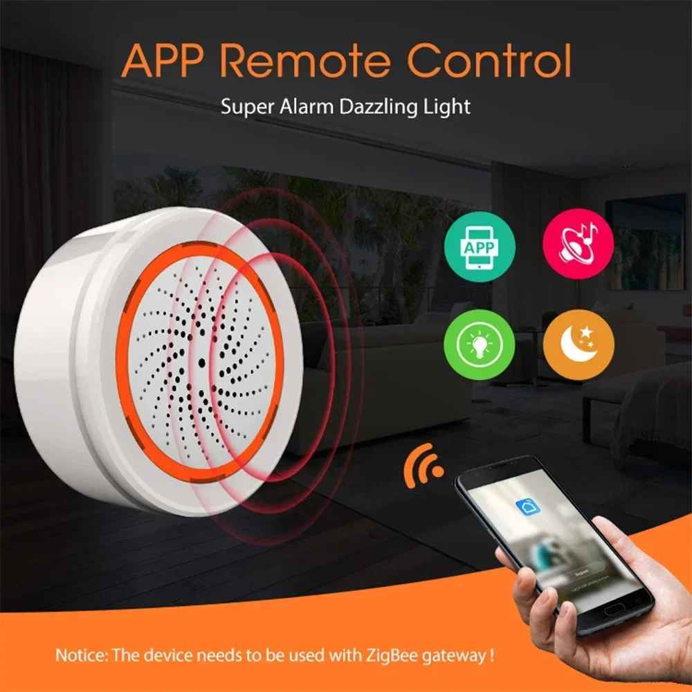Tuya ZigBee Smart Siren 90dB Sound Light Alarm NAS-AB02BT USB