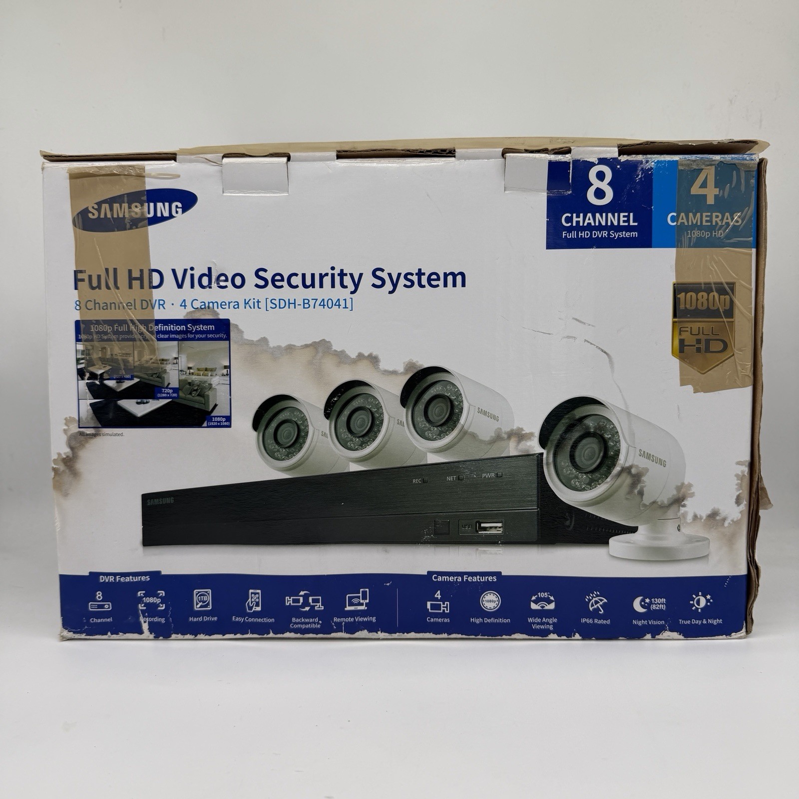 Full HD Video Security System 8 Channel DVR • 4 Camera Kit [SDH-B74041]