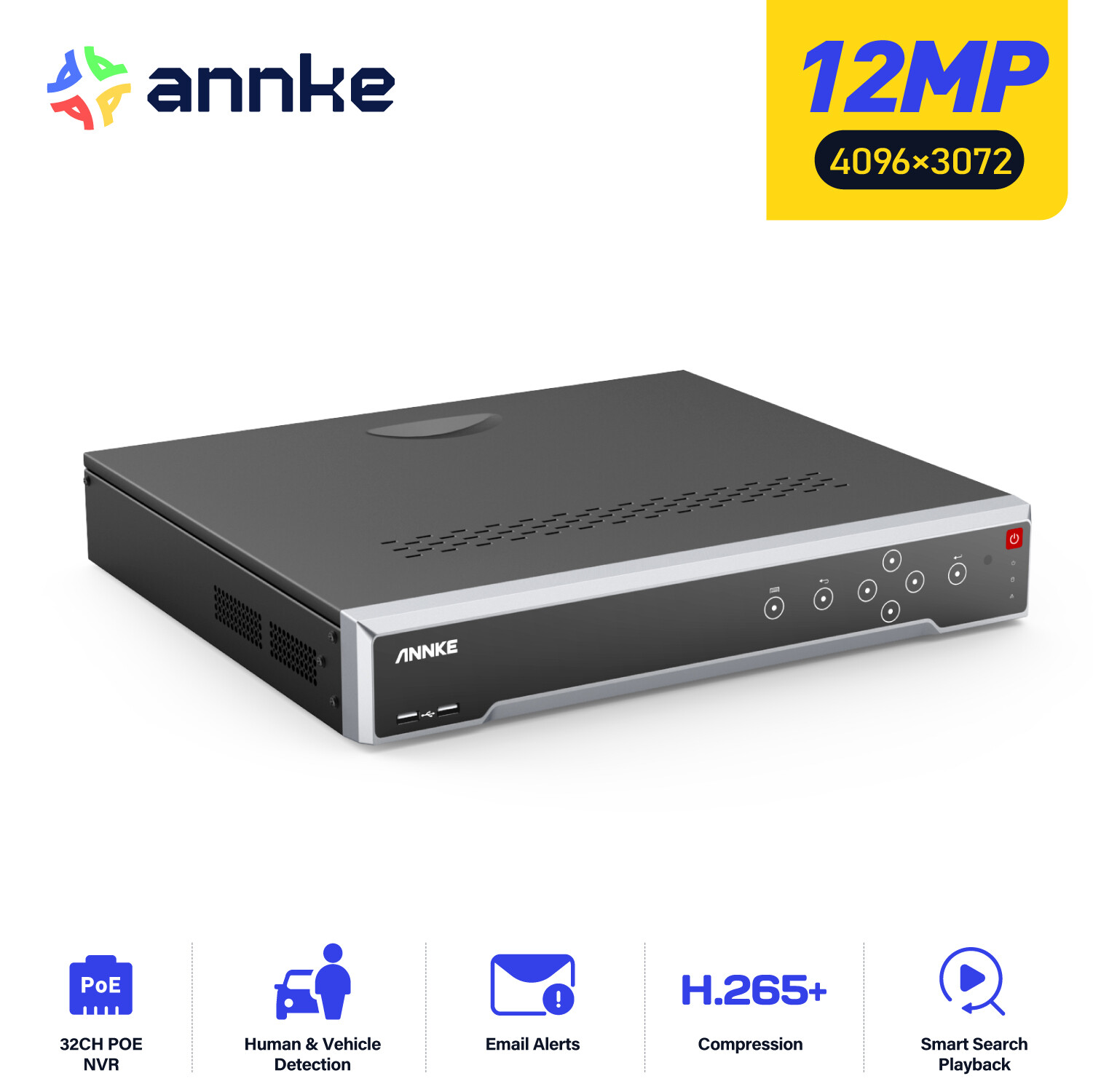 ANNKE 12MP 32CH NVR POE Security Video Recorder IP Network Smart Playback H.265+