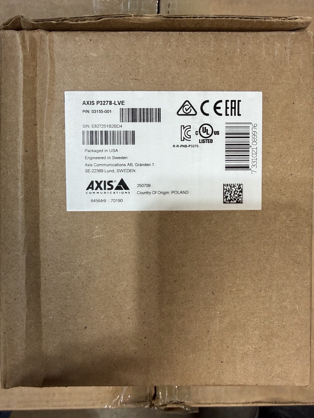 AXIS P3278-LVE 8MP Outdoor Dome IP Security Camera NEW SEALED