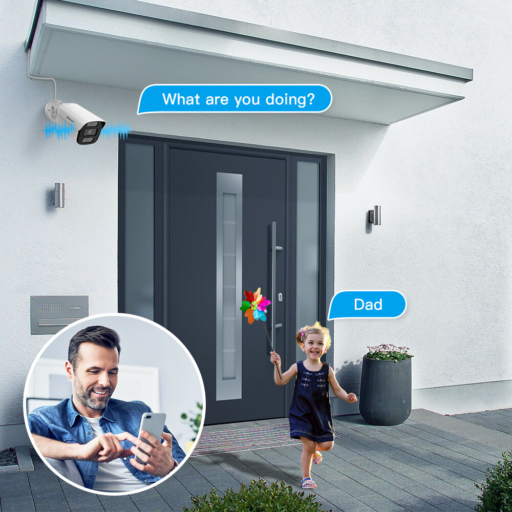 4K 8MP PoE Add-on Security Camera Outdoor Bullet Audio IR Night Vision Camera