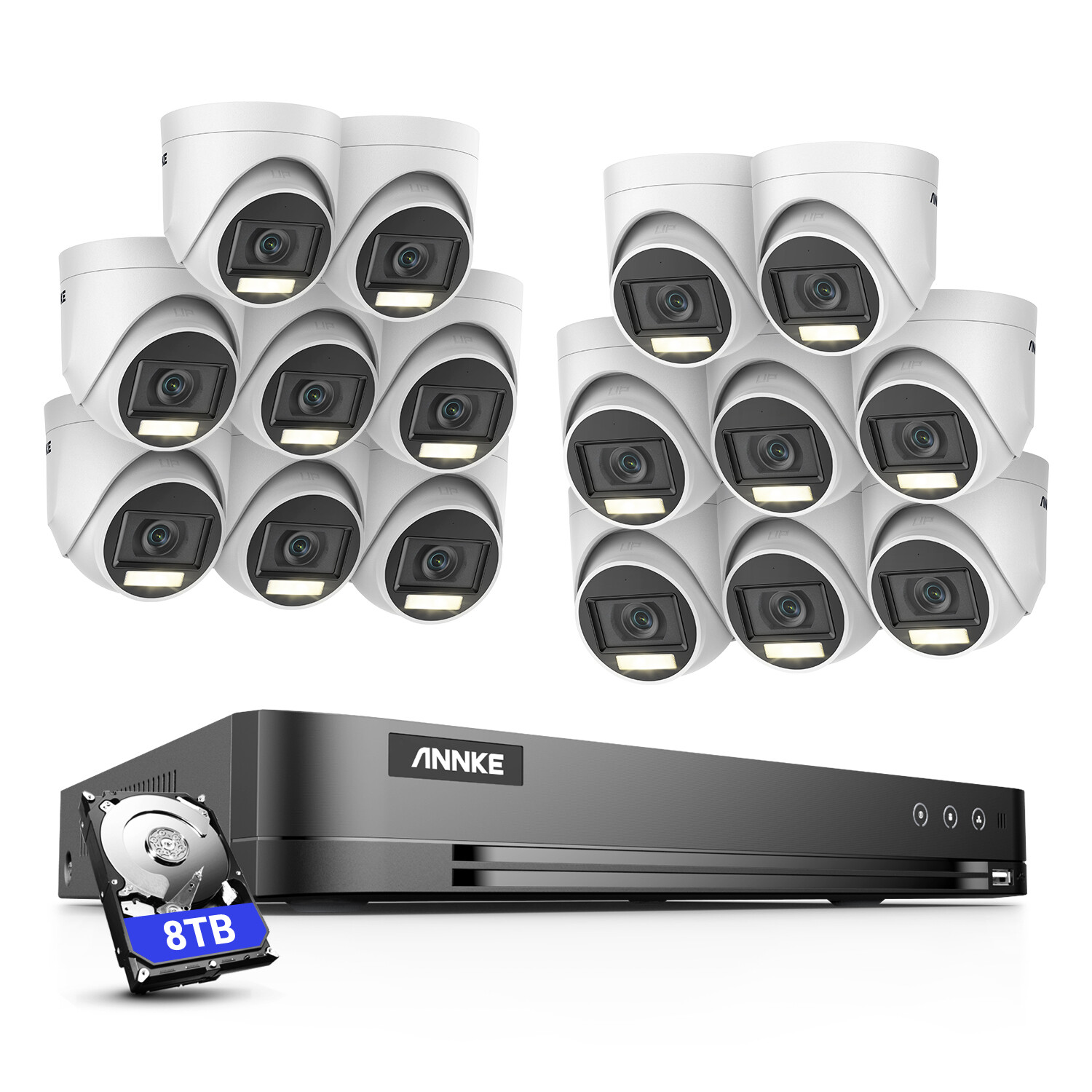 ANNKE 4K 16CH DVR 5MP Color Night Security Camera System Human Detection H.265+