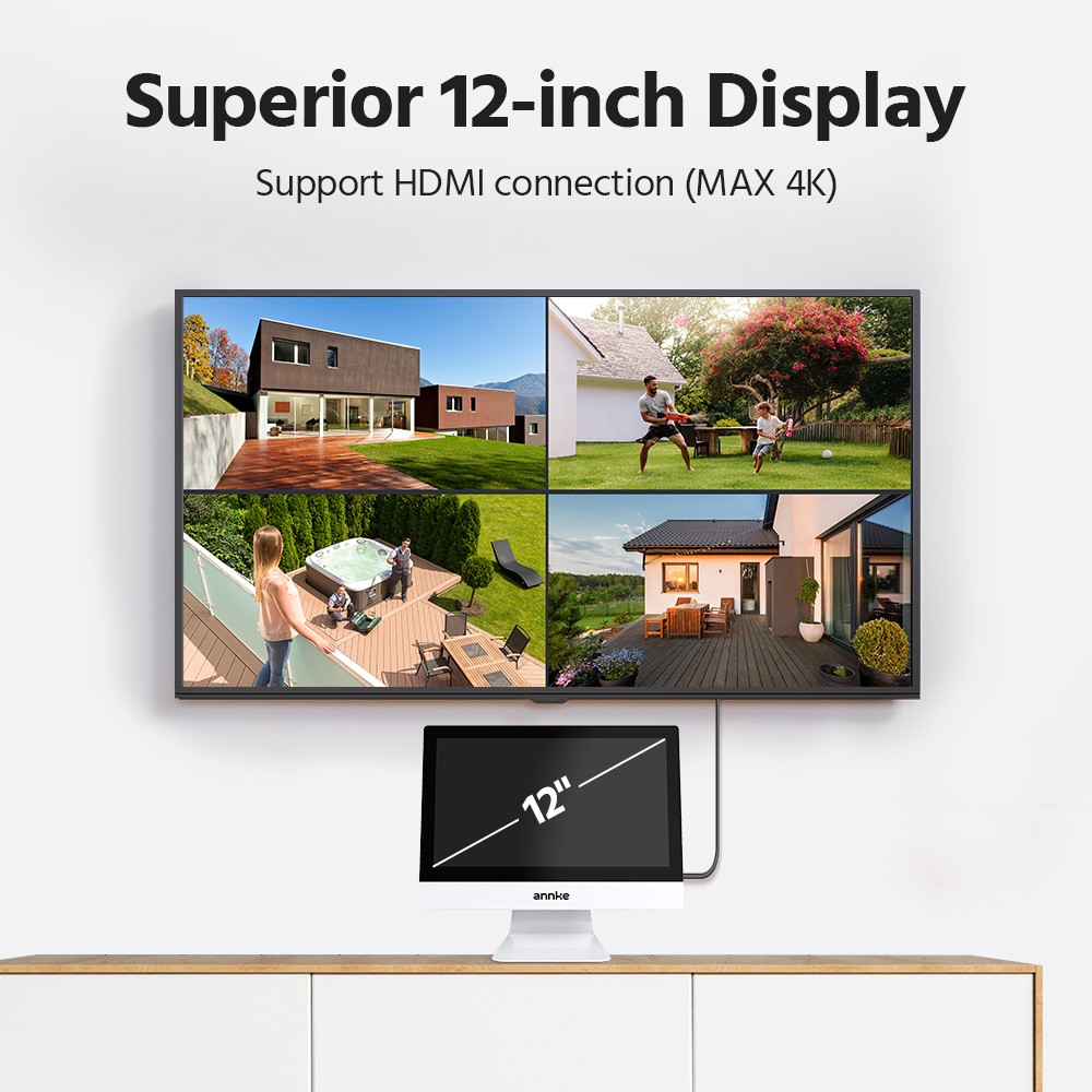 ANNKE 4MP Wireless Solar Powered Security Camera System 12” 10CH NVR 2 Way Audio