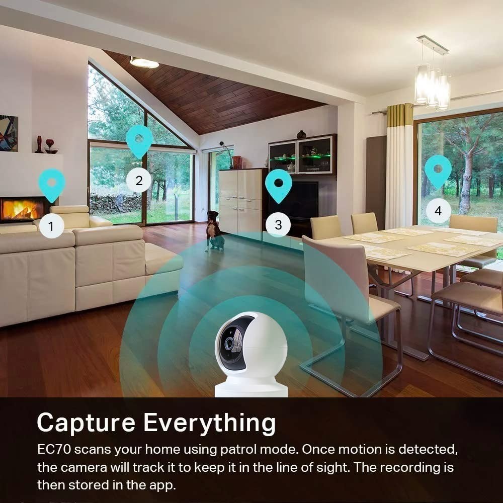 Kasa EC70 1080p Indoor Pan/Tilt Security Camera – Night Vision, 2-Way Audio