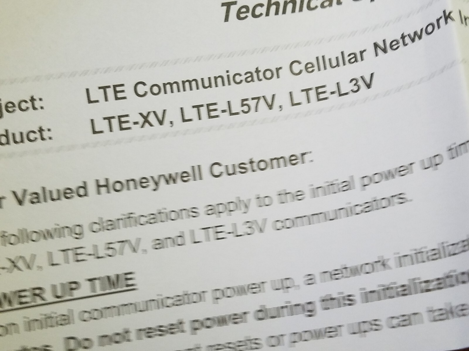 Honeywell LTE-L57V Verizon Communicator Lynx Touch