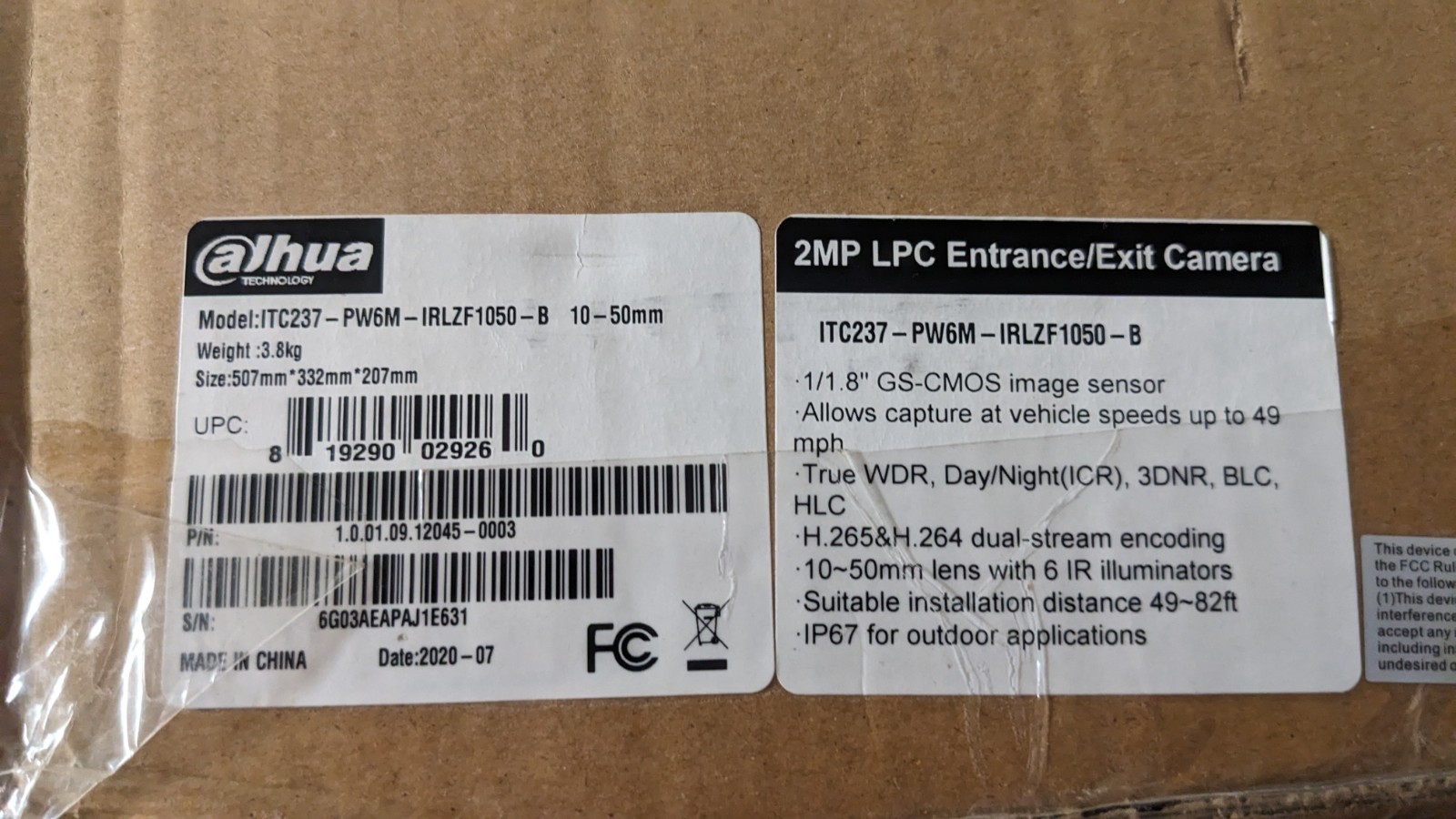 License plate reading camera (ITC237-PW6M-IRLZF1050-B)