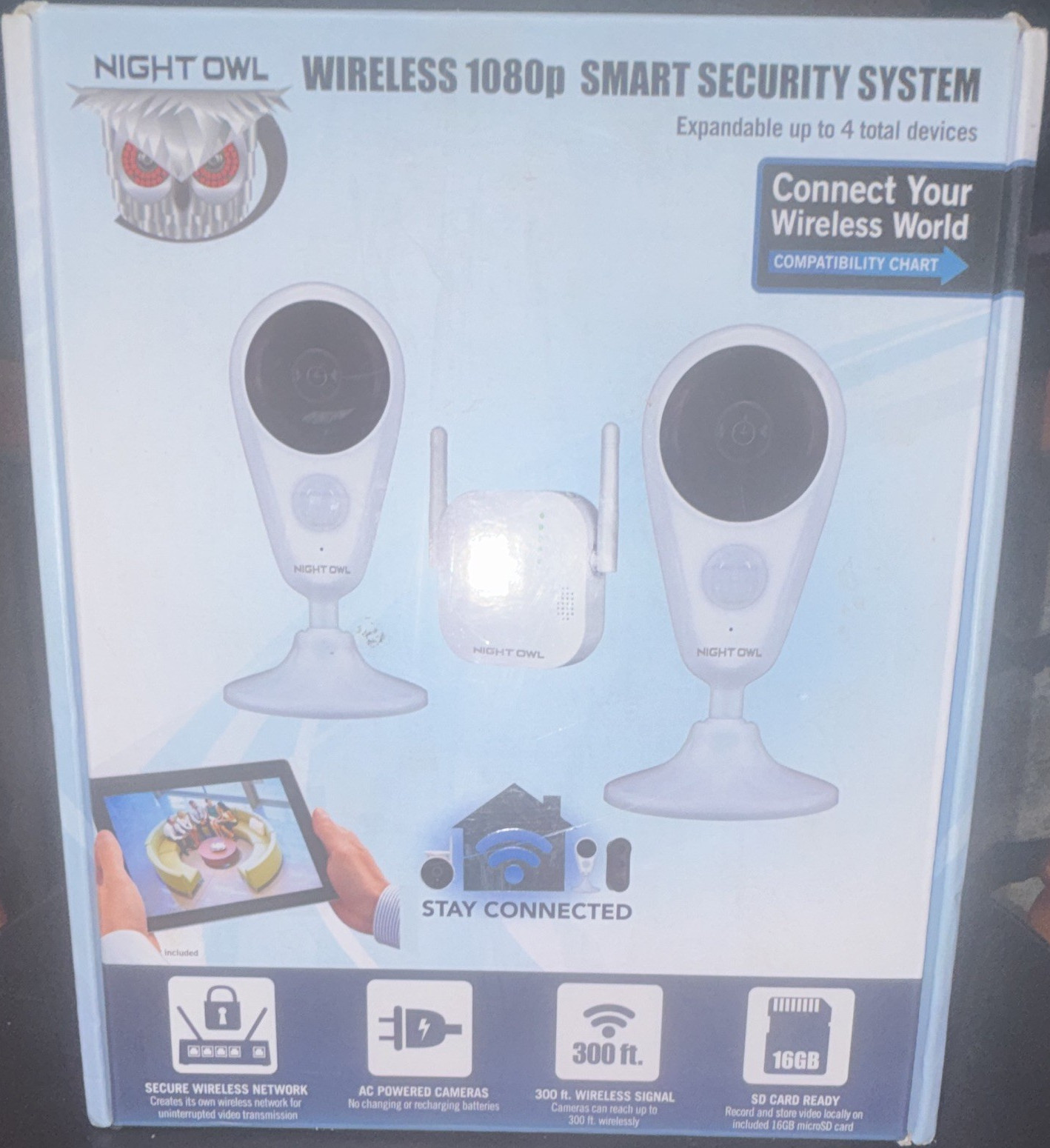 Night Owl Wireless 1080p Indoor Security System 2 Cameras Night Vision SD