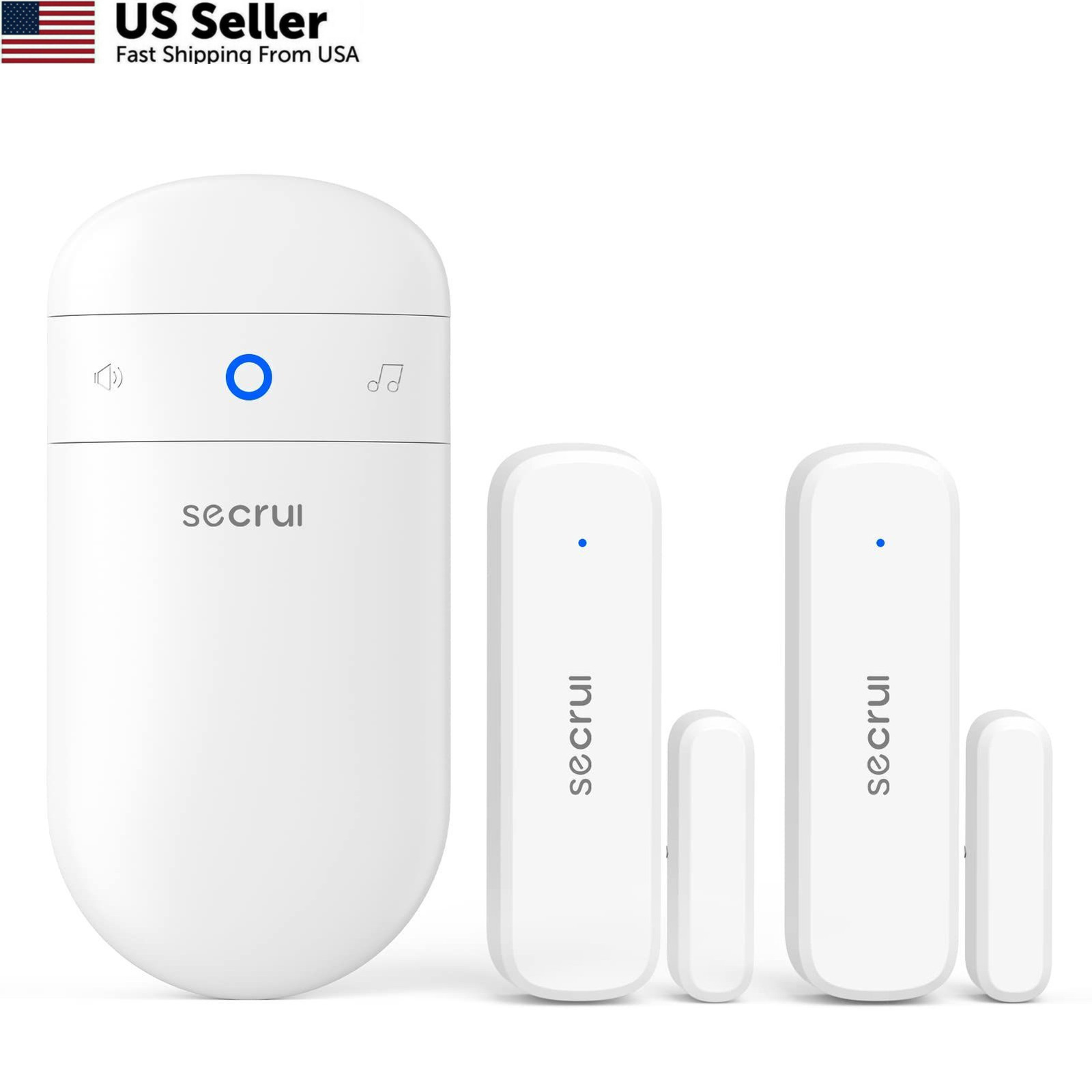 Door Chime When Opens, Opened Alarm for 1 Receiver+2 Sensor, White