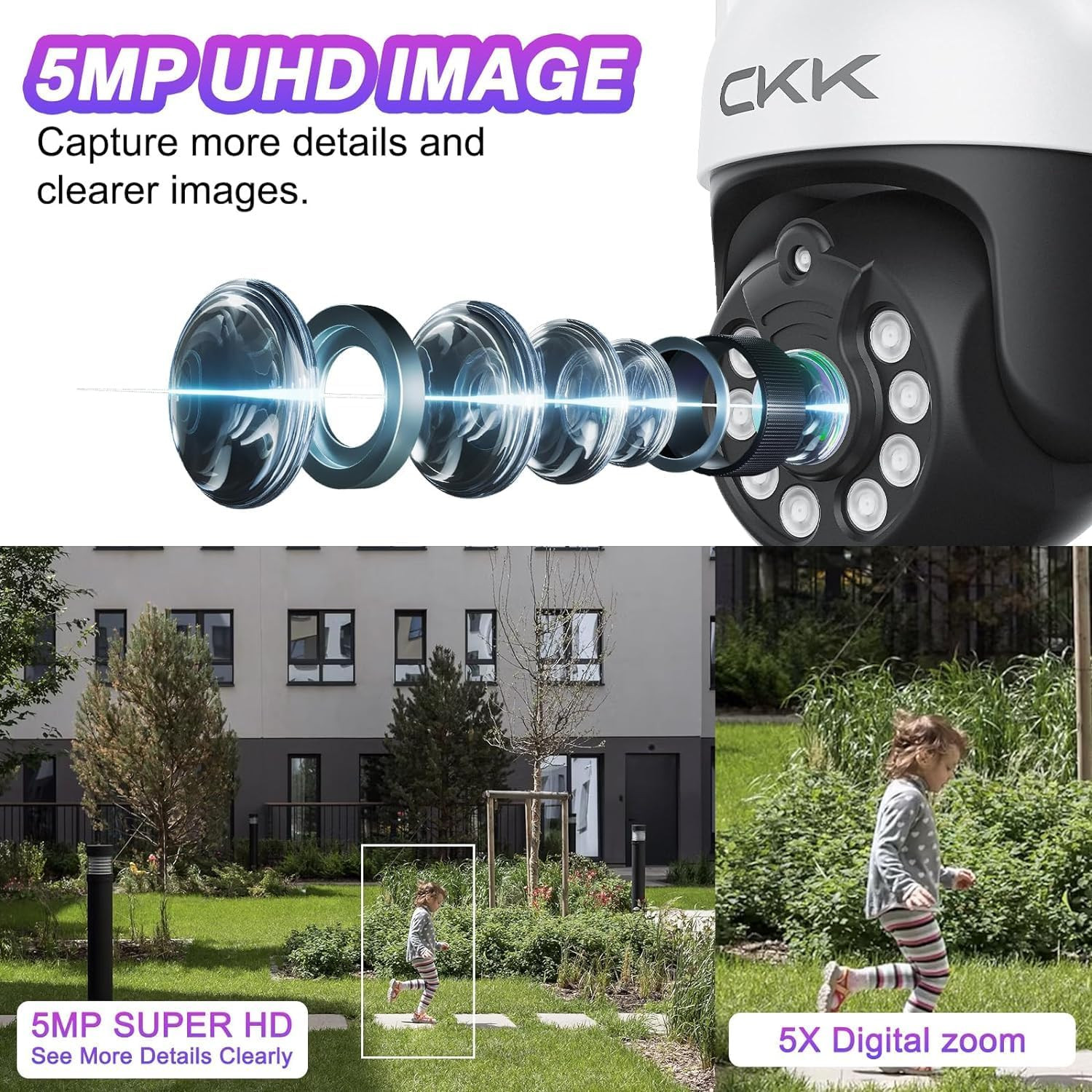 5MP PTZ Security System: 4 PCS Wireless Cameras with 1TB Hdd,10-Channel NVR,5G/2