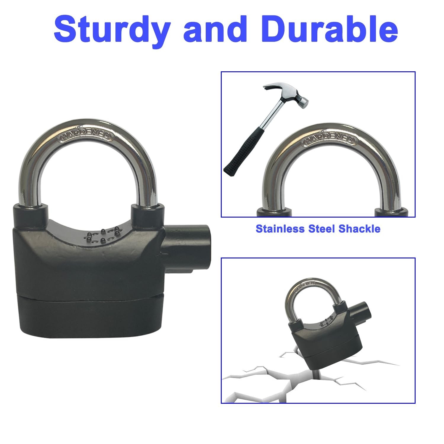 Universal Security Alarm Lock System – 110dB Anti-Theft Padlock for Doors & Bike