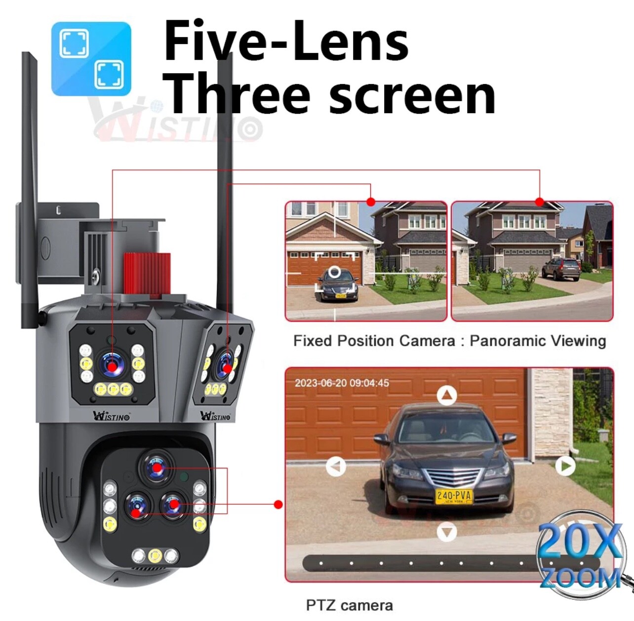 10K UHD 20X Zoom inDoor&Outdoor CCTV Home Security Camera System wireless 5Lens