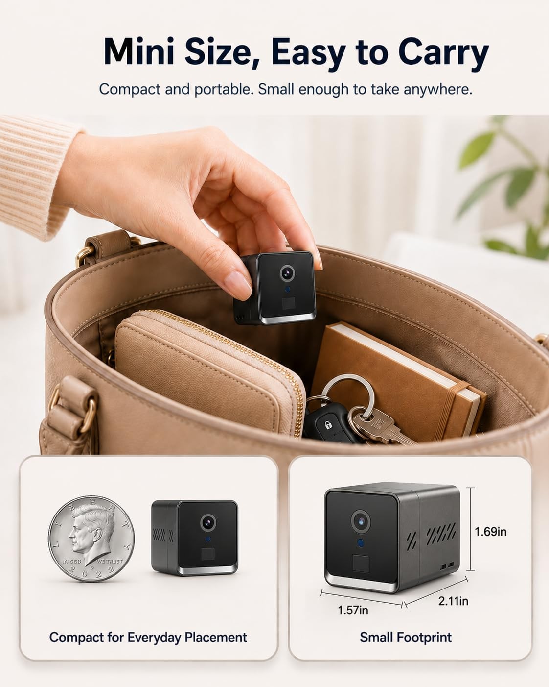 4G LTE Cellular Security Camera, No WiFi 2K HD Indoor Surveillance Black