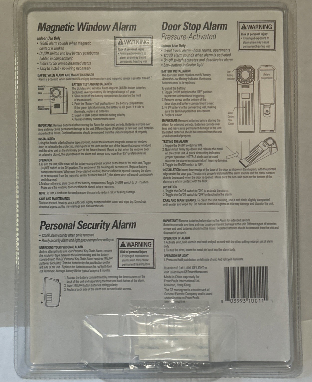 GE Wireless Security Kit Window or Door Alarm Entry Chime Mode, NEW