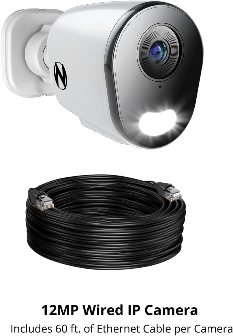Night Owl CM-FTN12LS-B, 12MP POE Powered Camera with 60Ft Ethernet Cord