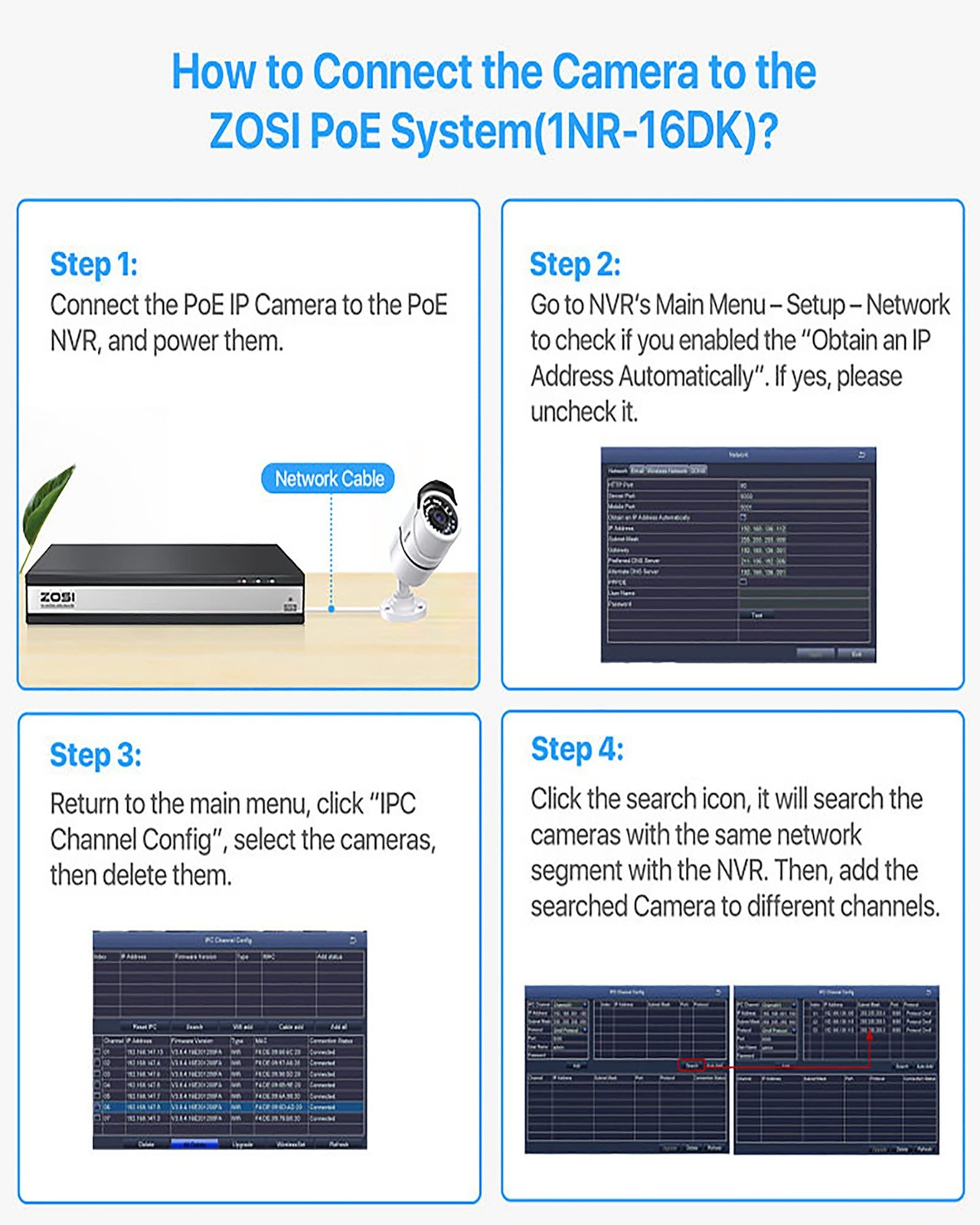ZOSI 4PK 5MP Add-on POE Security Camera with Ethernet 4Cam, POE-4Cam