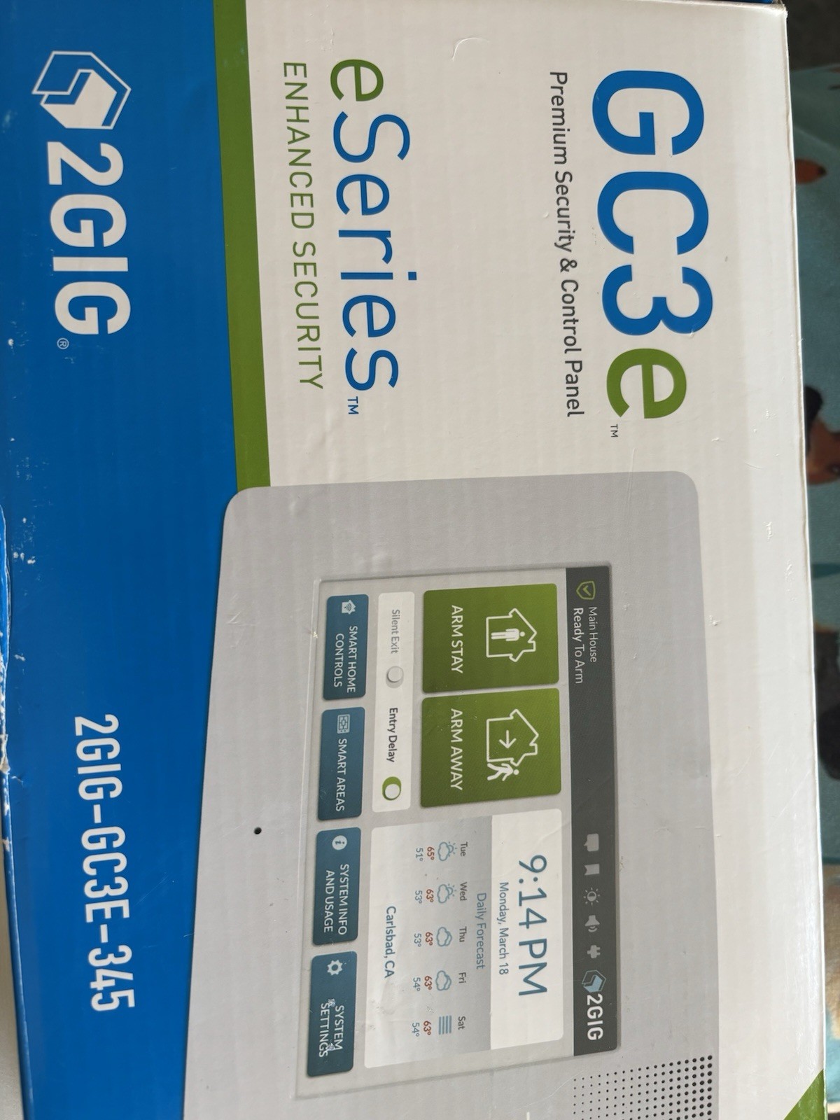 2GIG-SP2-GC3 Wireless Touchscreen Keypad For GC3 Panel Multiple Locations Arming
