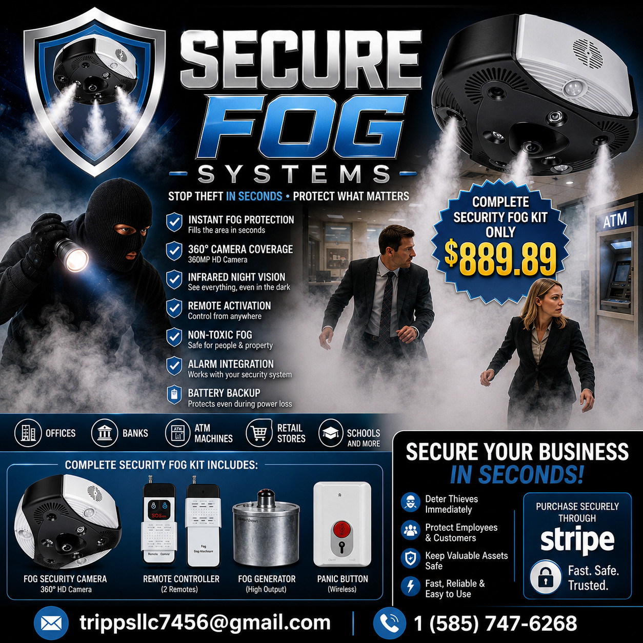 Small Tool Intelligent Security Fog Generator House Alarm System Suitable stores