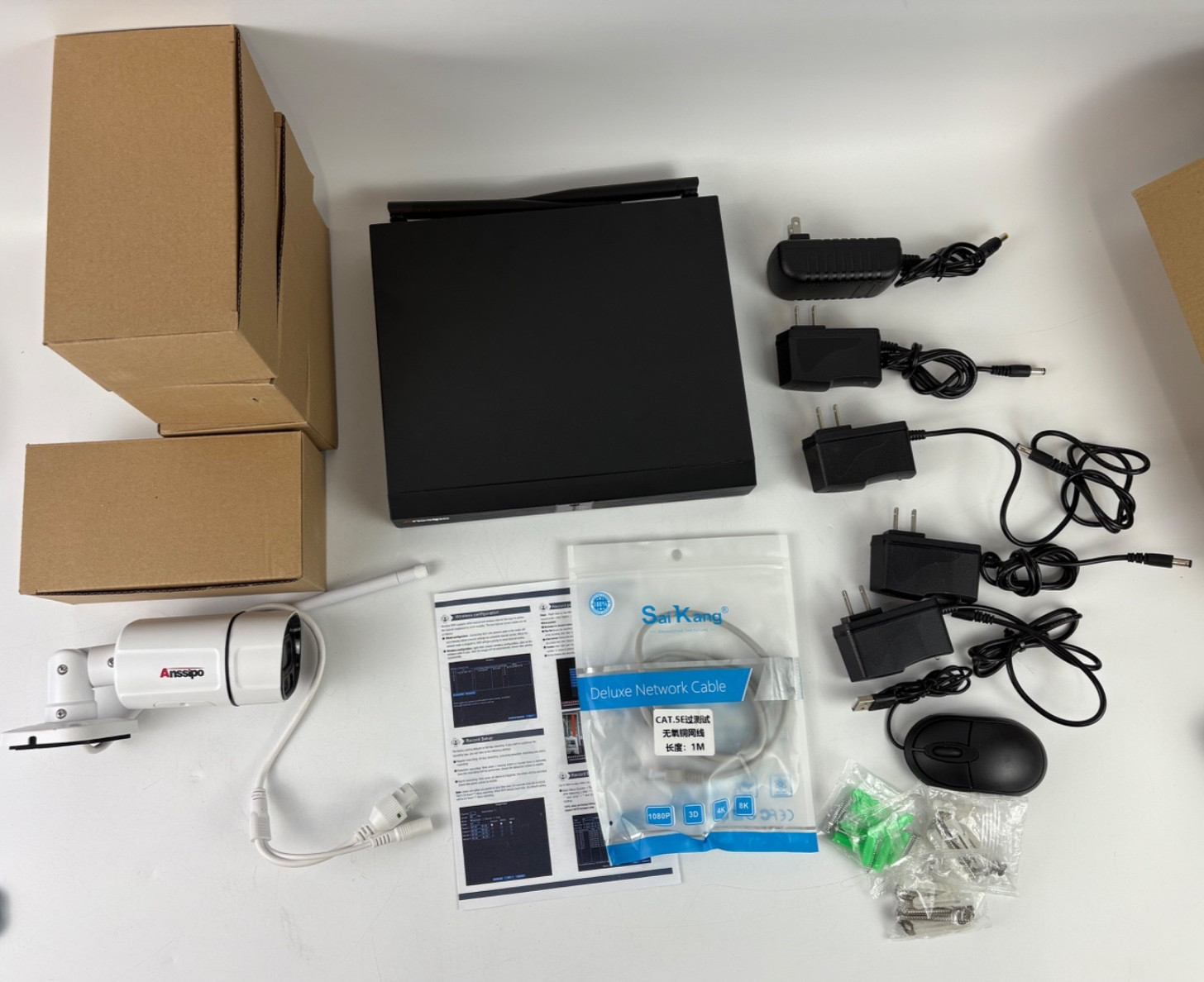 4K WiFi Security Camera System, 4X 3MP Plug-in Home Security Cameras 24/7 Record